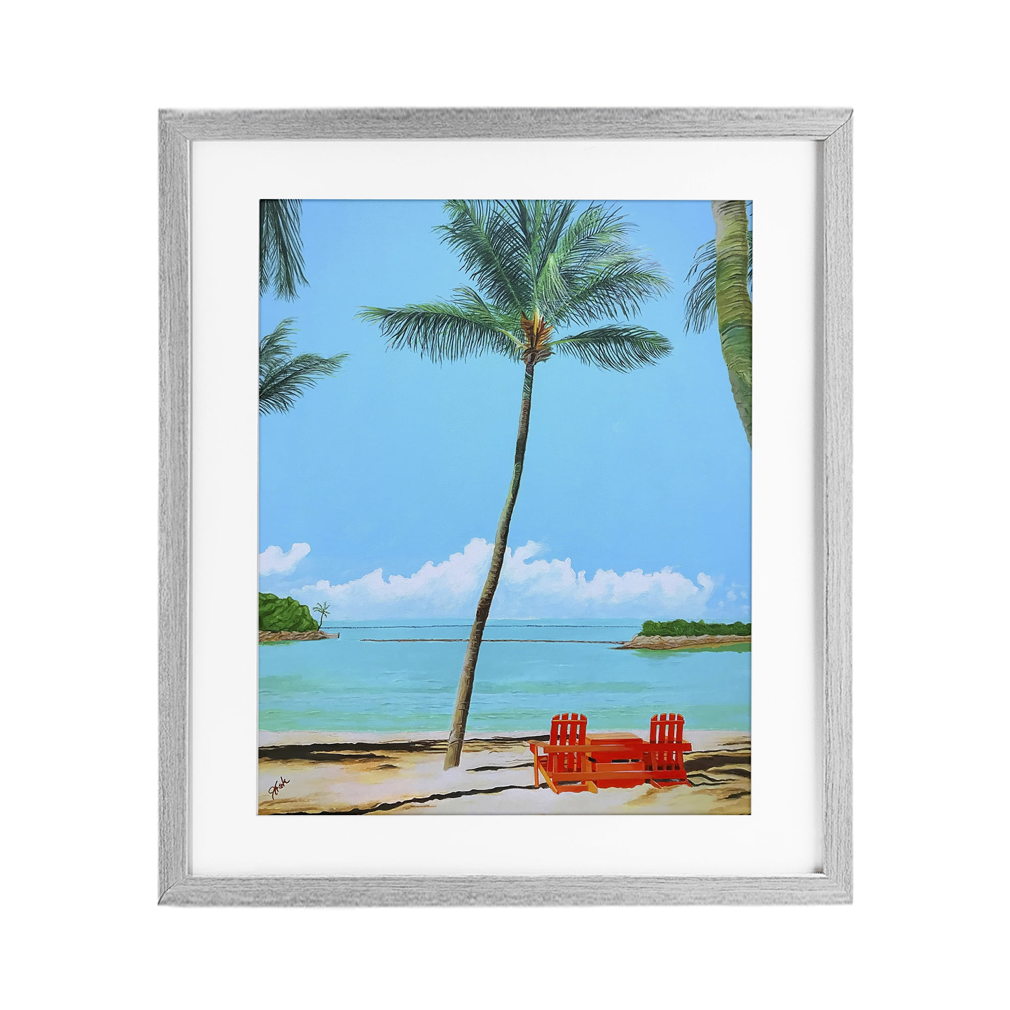 Stupell Industries Dreaming Of Palm Trees Gray Framed Print Under Glass, design by John Jaster