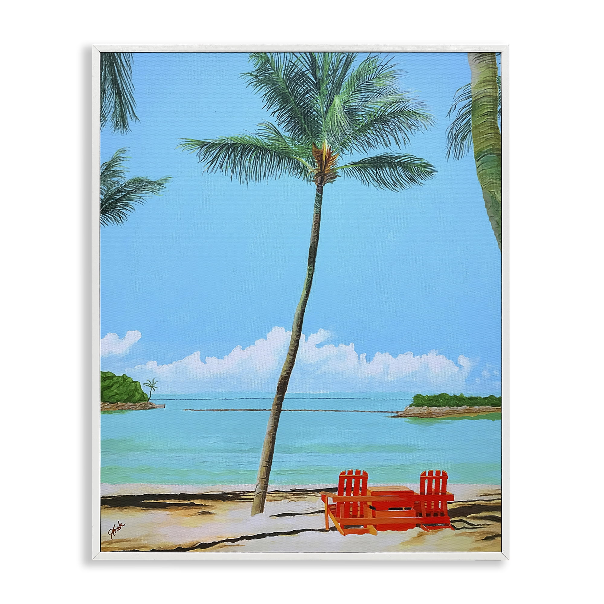 Stupell Industries Dreaming Of Palm Trees White Framed Giclee Art, design by John Jaster