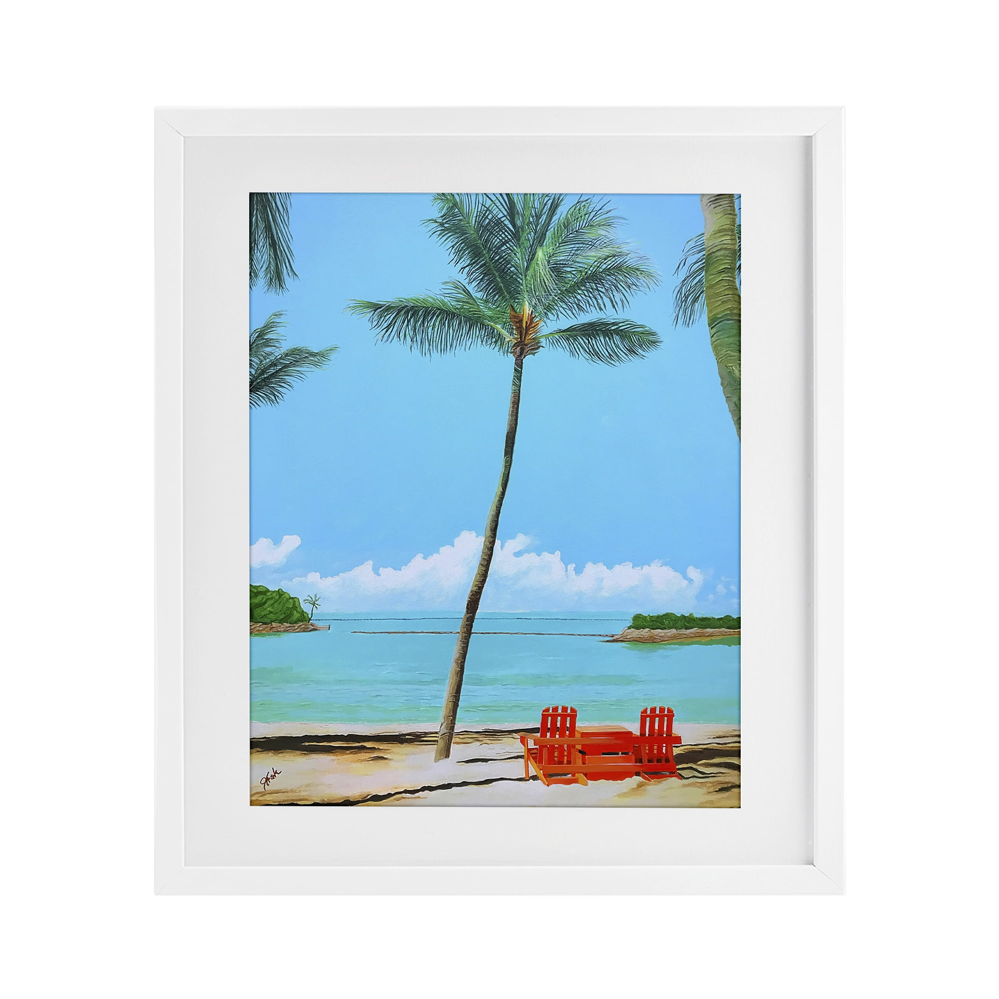 Stupell Industries Dreaming Of Palm Trees White Framed Print Under Glass, design by John Jaster
