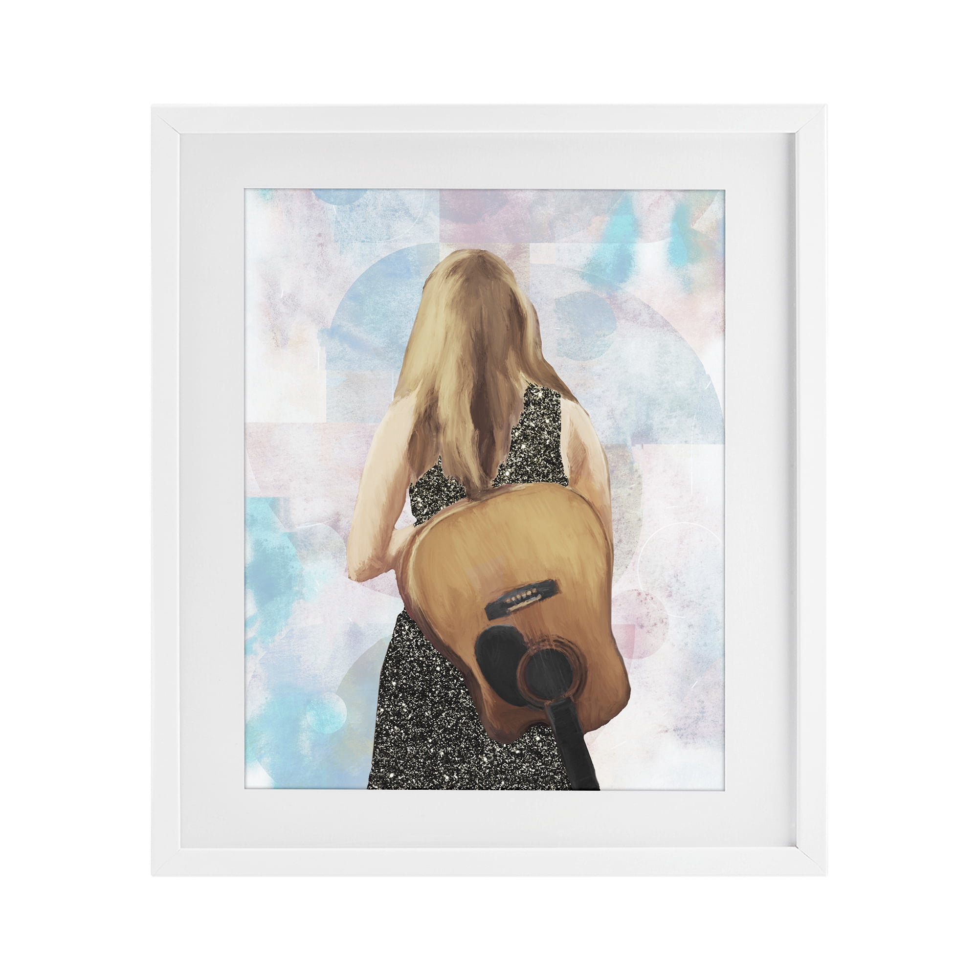 Stupell Industries Dreaming With My Guitar White Framed Print Under Glass, design by Dan Meneely