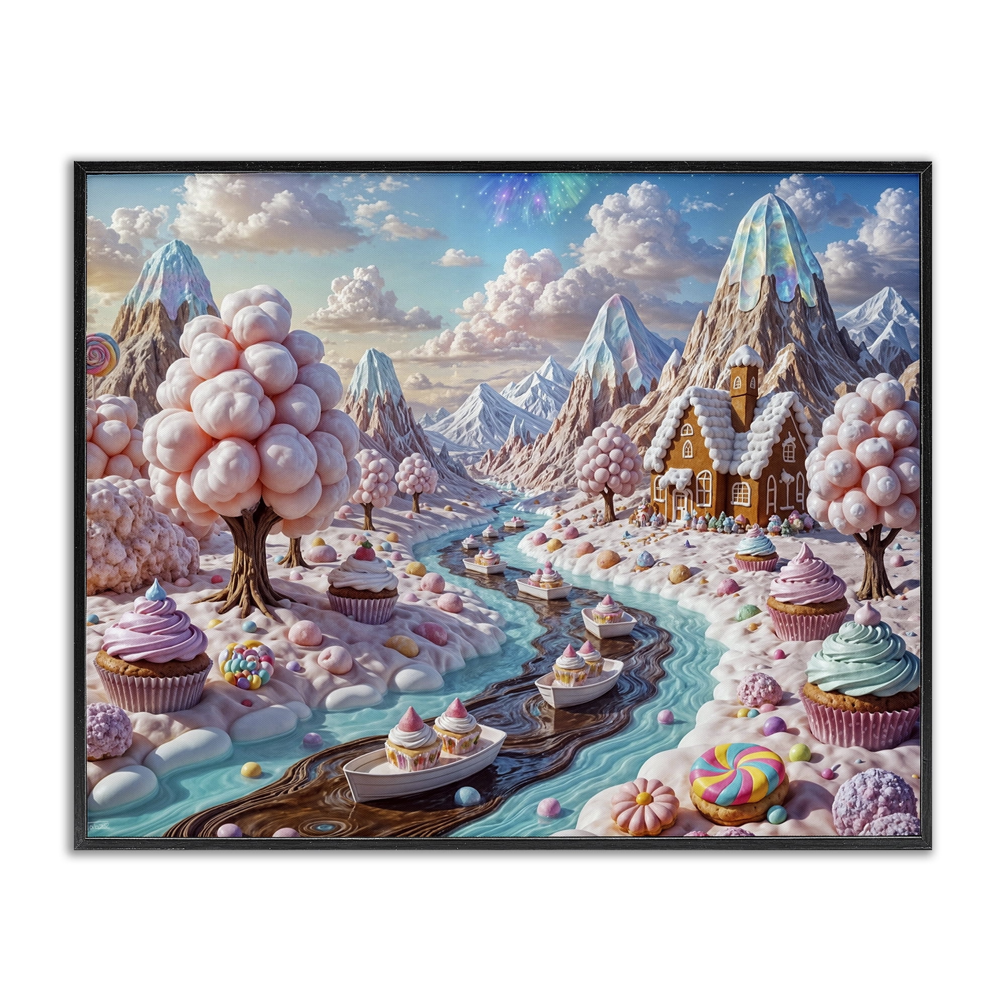 Stupell Industries Dreamlike Candy Land Whimsy Black Framed Giclee Art, design by Tabz Jones