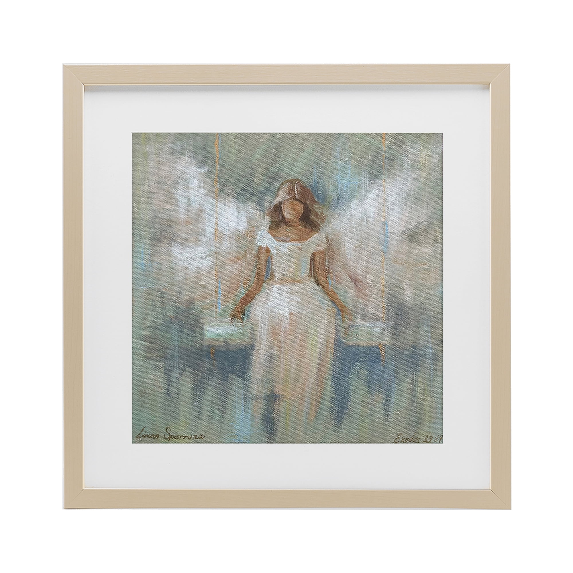 Stupell Industries Dreamlike Restful Angel Birch Framed Print Under Glass, design by Linda Sperruzzi