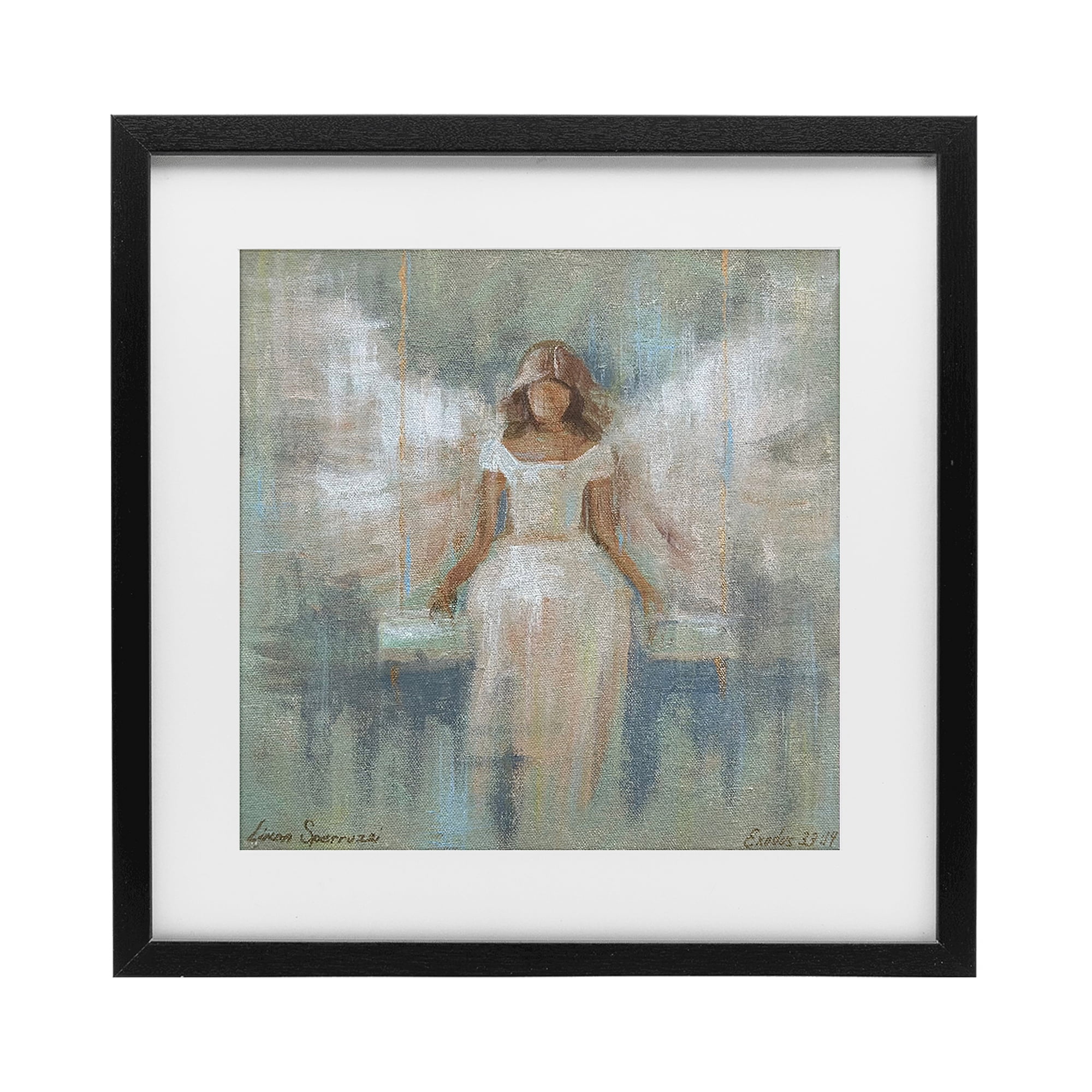 Stupell Industries Dreamlike Restful Angel Black Framed Print Under Glass, design by Linda Sperruzzi