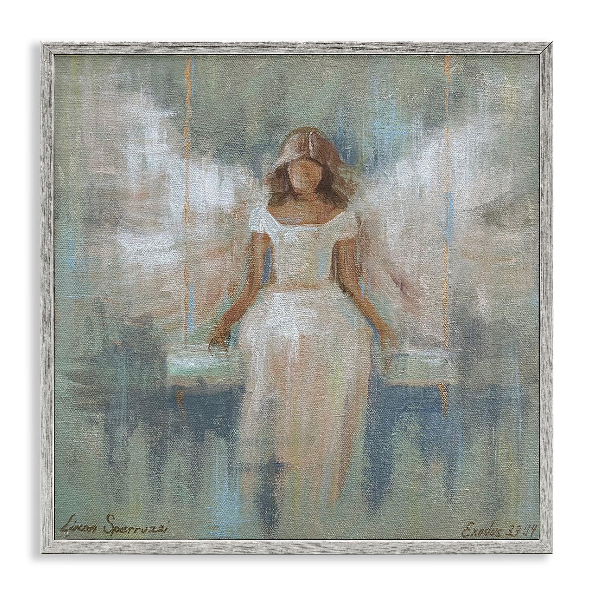 Stupell Industries Dreamlike Restful Angel Gray Framed Giclee Art, design by Linda Sperruzzi