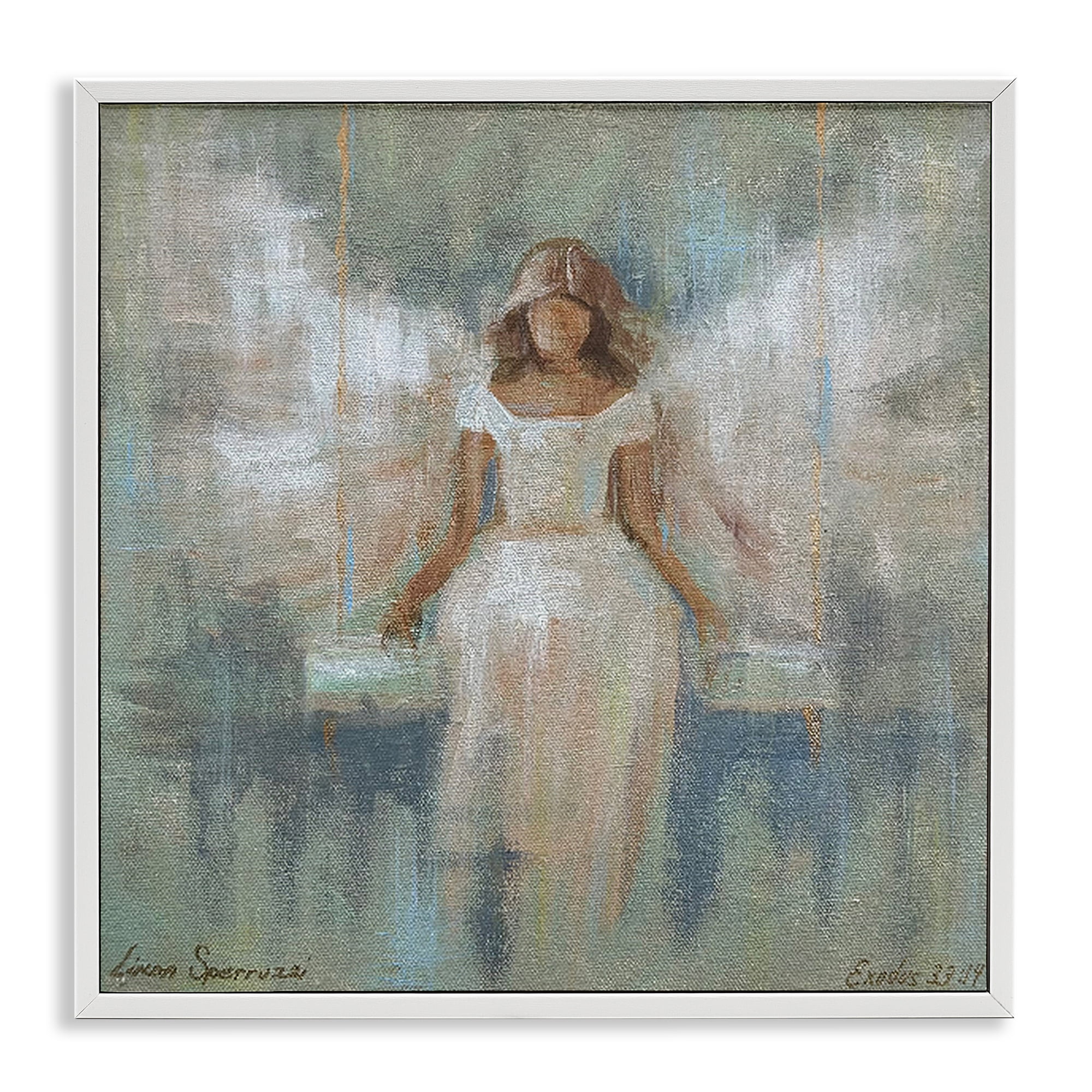 Stupell Industries Dreamlike Restful Angel White Framed Giclee Art, design by Linda Sperruzzi