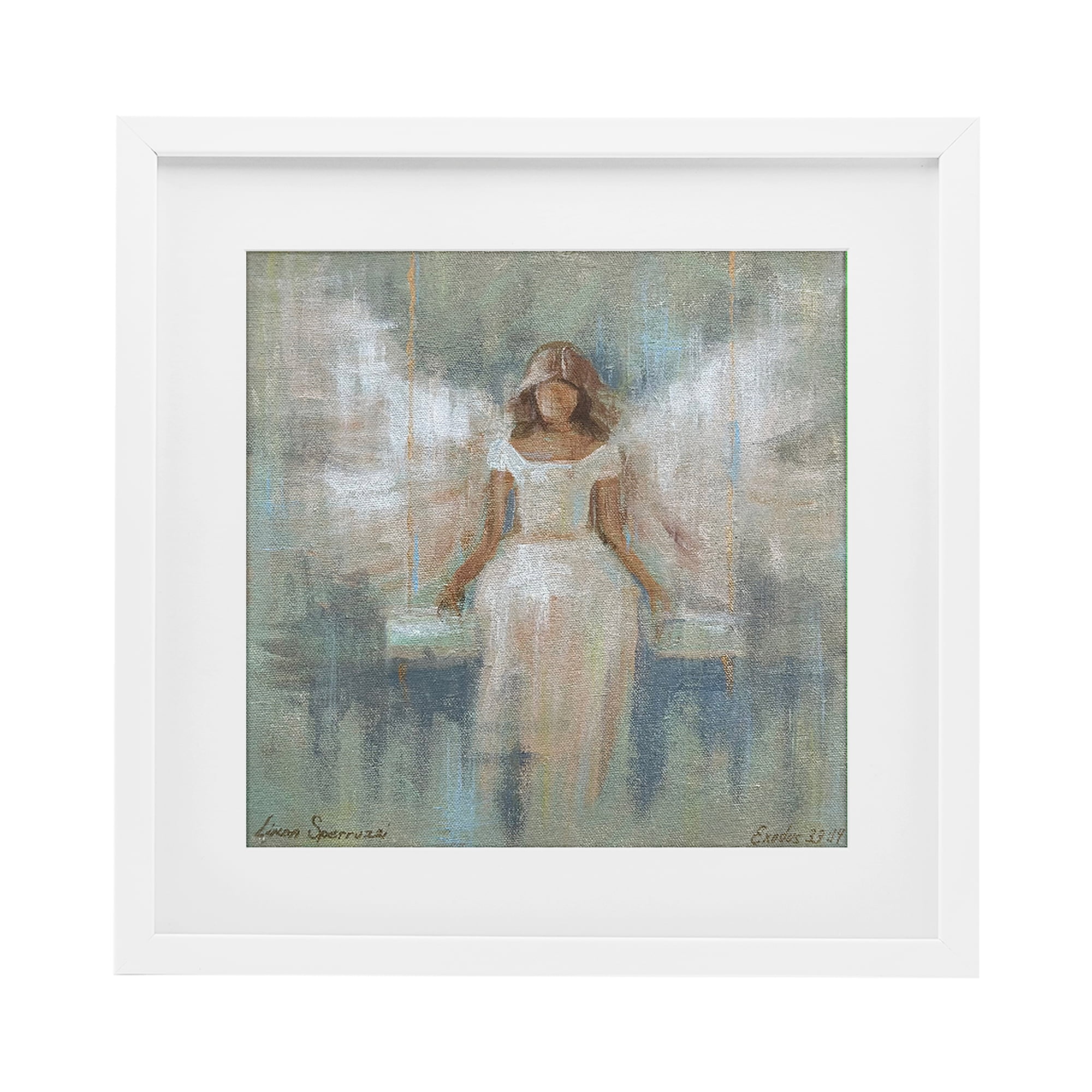 Stupell Industries Dreamlike Restful Angel White Framed Print Under Glass, design by Linda Sperruzzi