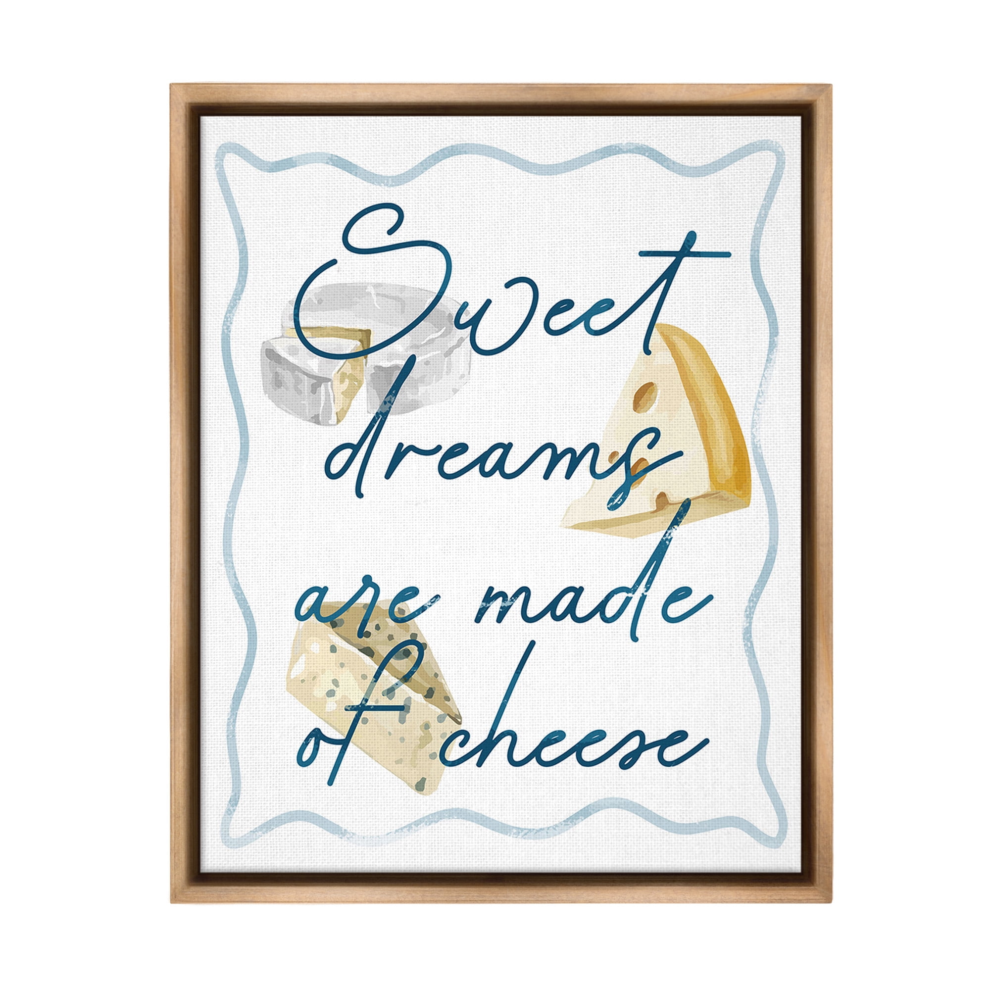 Stupell Industries Dreams Of Cheese Food & Beverage Painting Brown Floater Framed Canvas Art Print Wall Art, 17 x 21