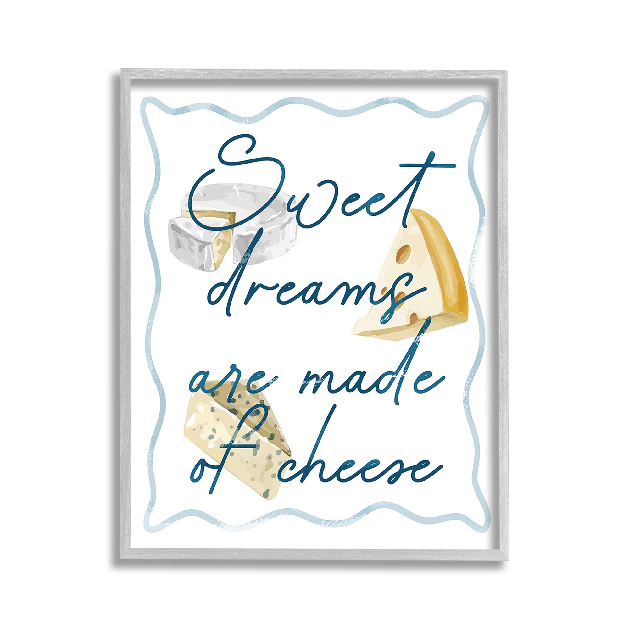 Stupell Industries Dreams Of Cheese Food & Beverage Painting Gray Framed Art Print Wall Art, 11 x 14
