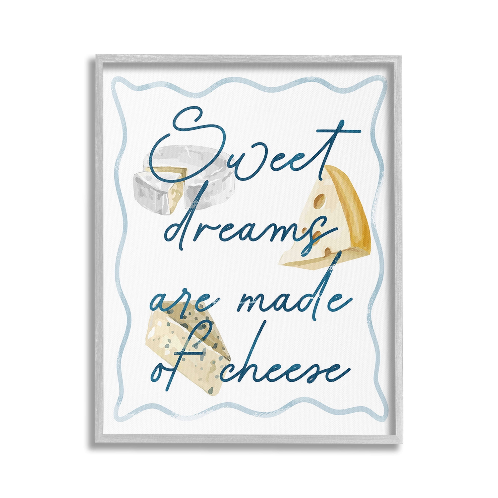 Stupell Industries Dreams Of Cheese Food & Beverage Painting Gray Framed Art Print Wall Art, 24 x 30