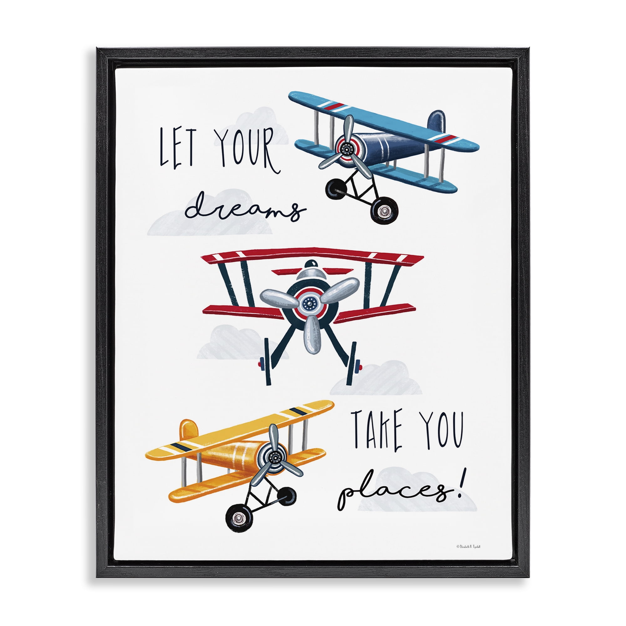Stupell Industries Dreams Take You Places Transportation Painting Black Floater Framed Art Print Wall Art, 25 x 31