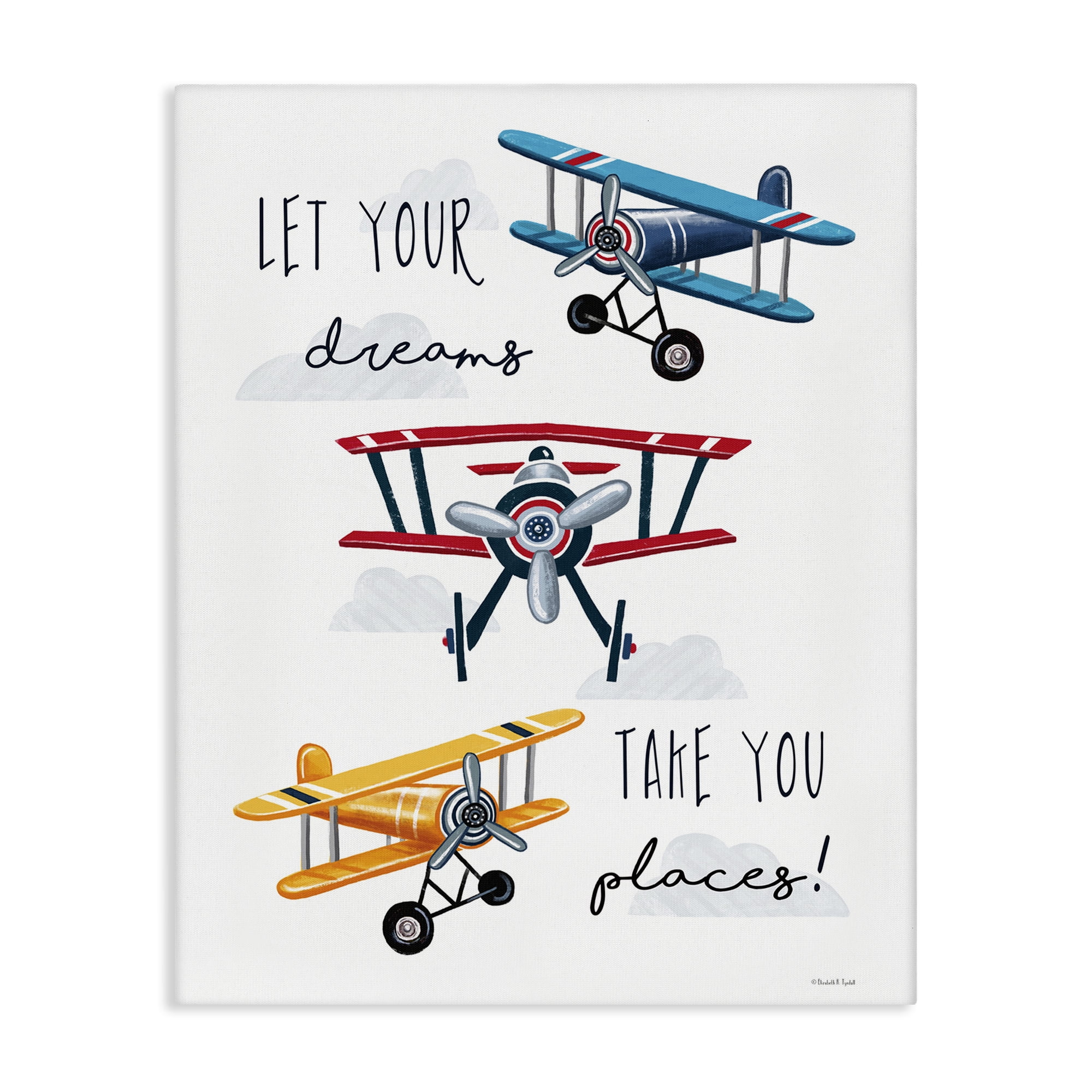 Stupell Industries Dreams Take You Places Transportation Painting Gallery Wrapped Canvas Art Print Wall Art, 36 x 48