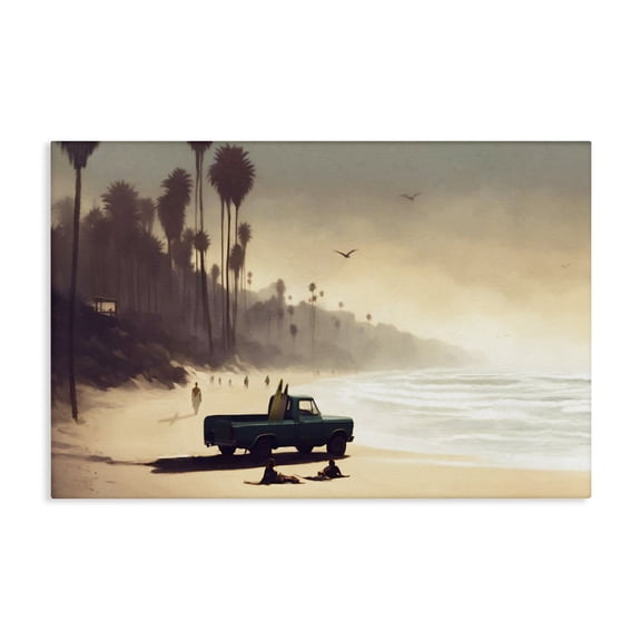 Stupell Industries Dreamy Beach Tropical View Landscape & Nature Painting Wrapped Canvas Art Print Wall Art, 24 x 16