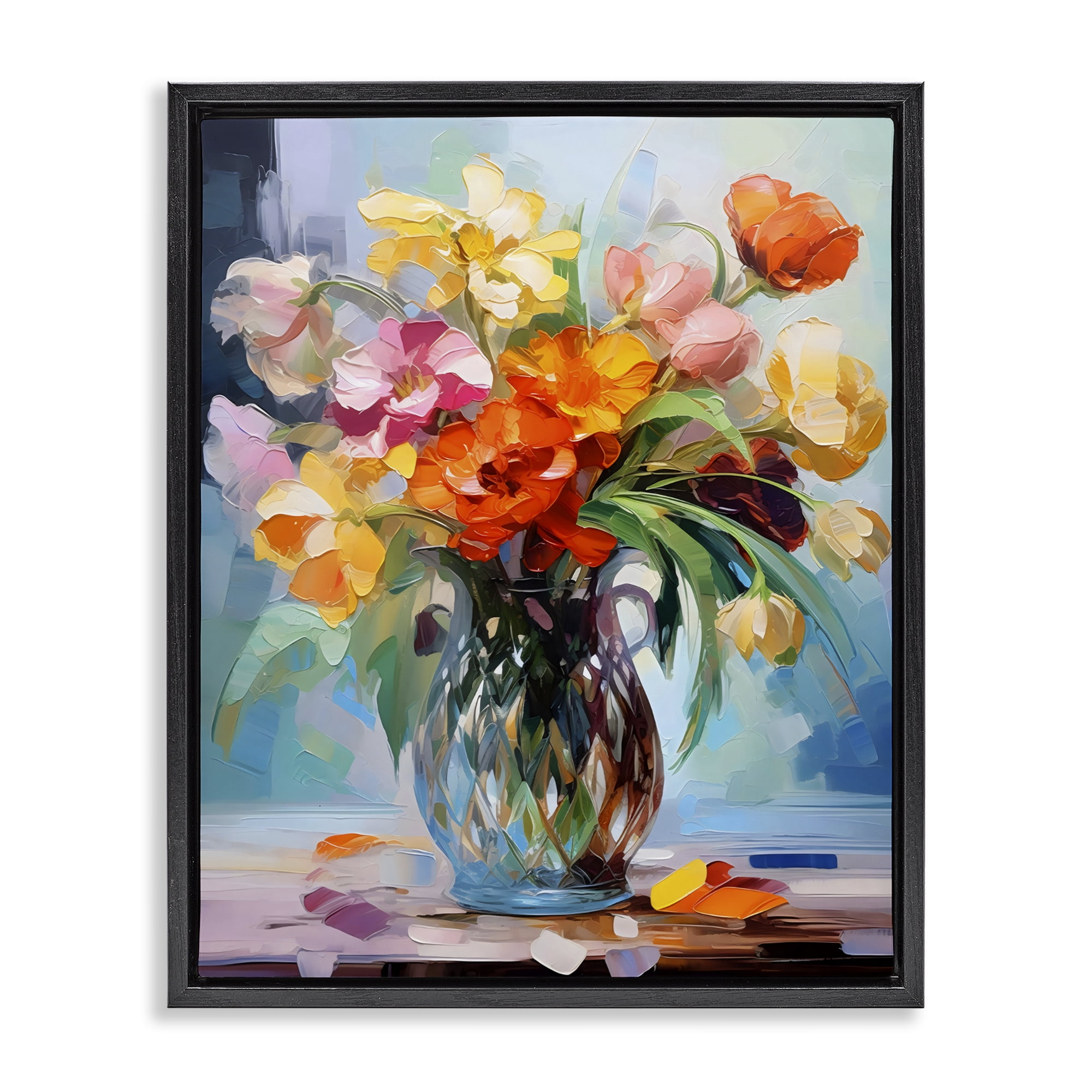 Stupell Industries Dreamy Bouquet of Vibrant Blooms Black Framed Floater Canvas Wall Art, design by Creative Studio
