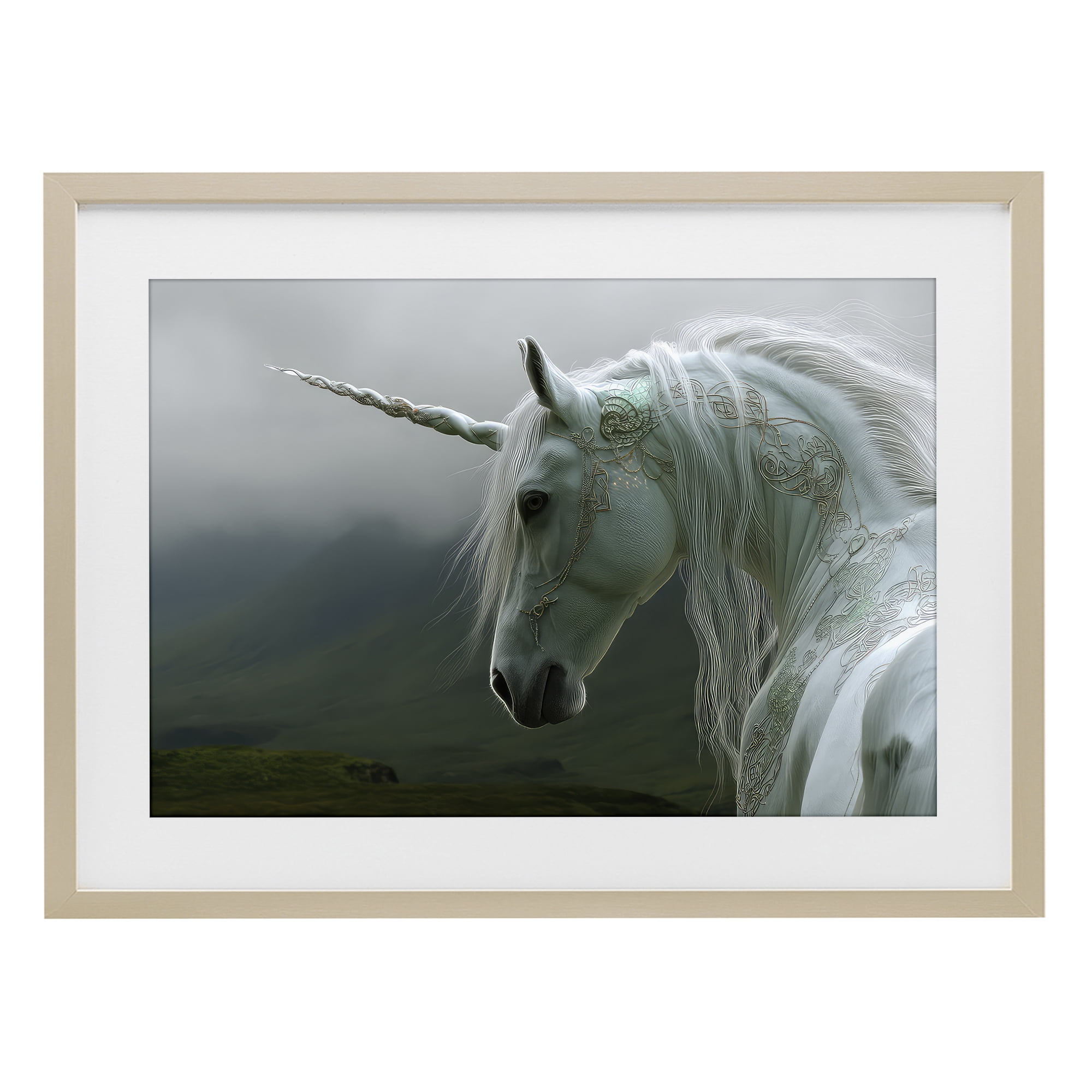 Stupell Industries Dreamy Celtic Unicorn Birch Framed Print Under Glass, design by The Wands Want