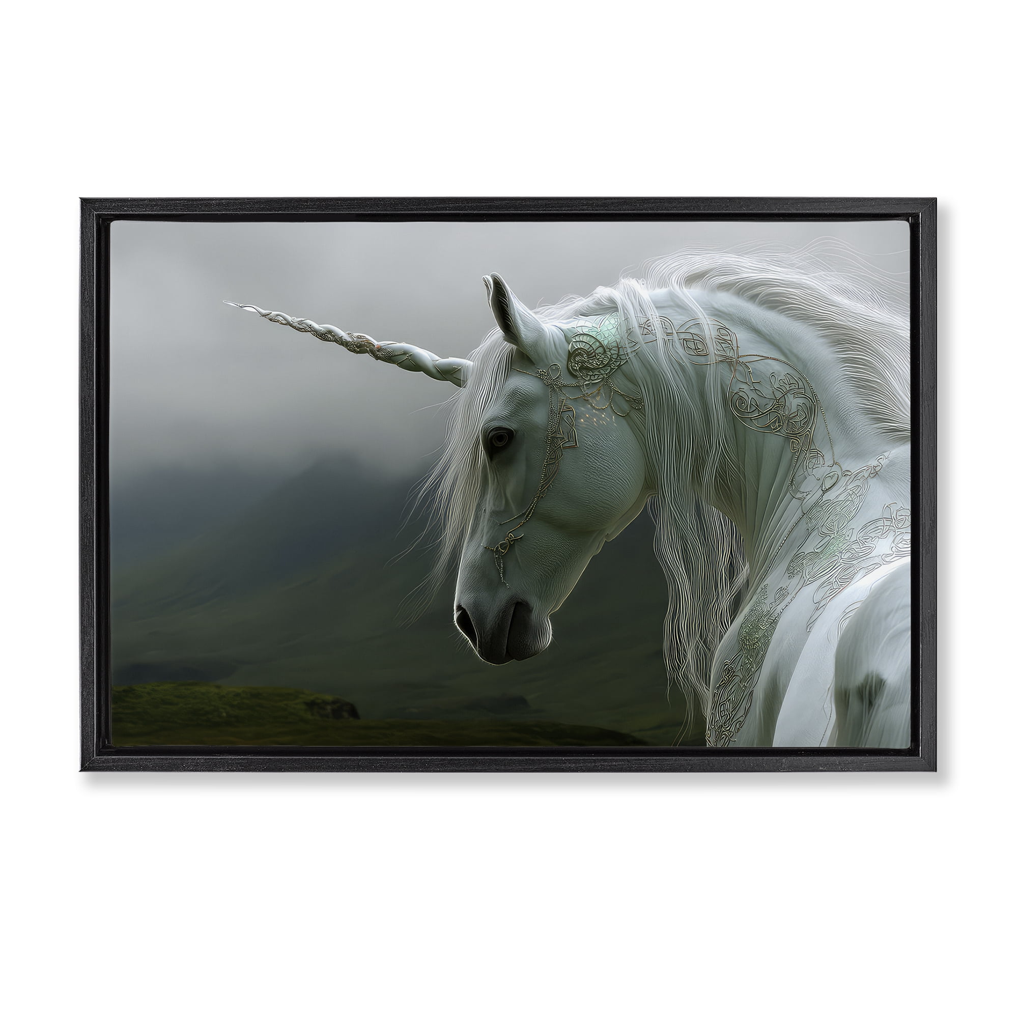 Stupell Industries Dreamy Celtic Unicorn Black Framed Floater Canvas Wall Art, design by The Wands Want