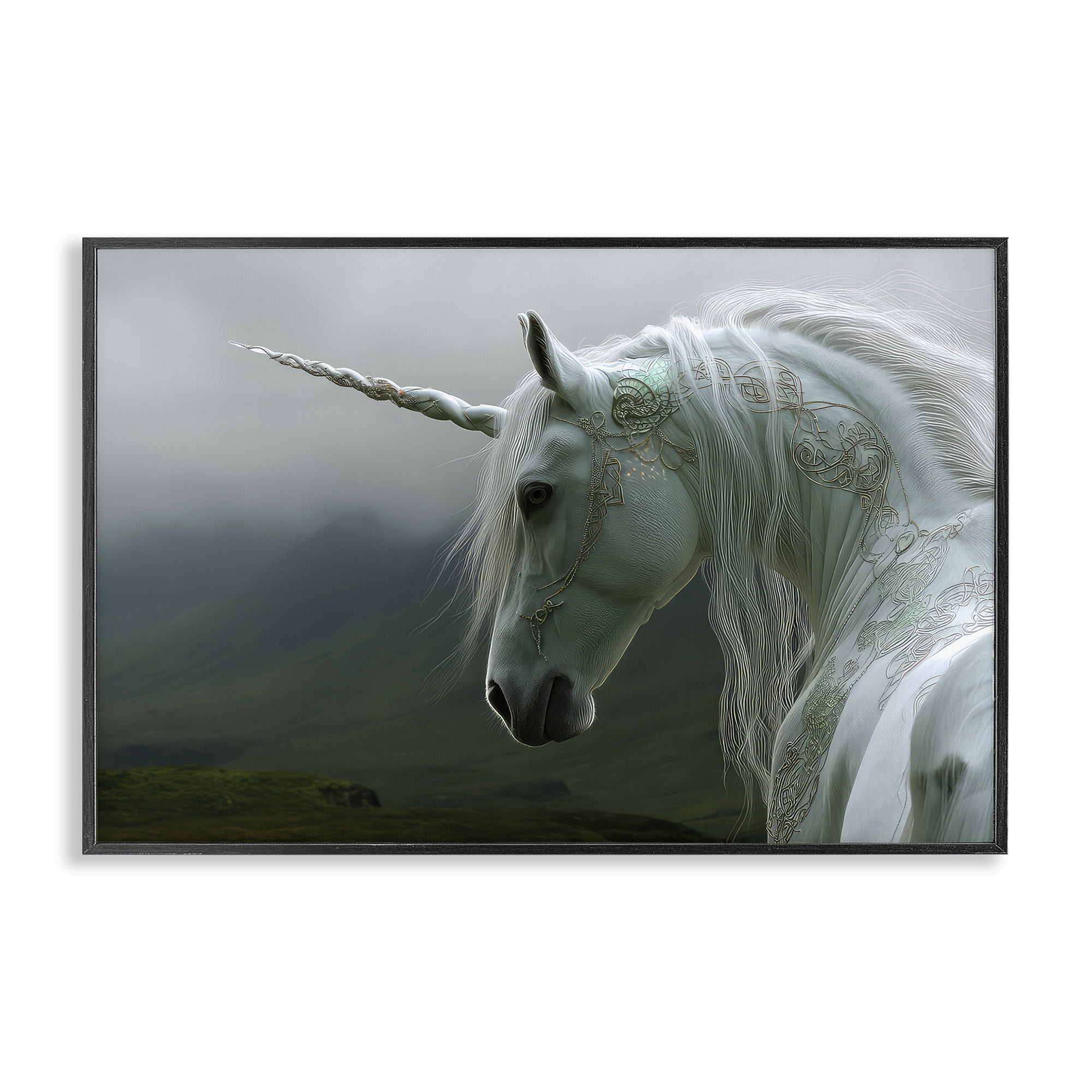 Stupell Industries Dreamy Celtic Unicorn Black Framed Giclee Art, design by The Wands Want