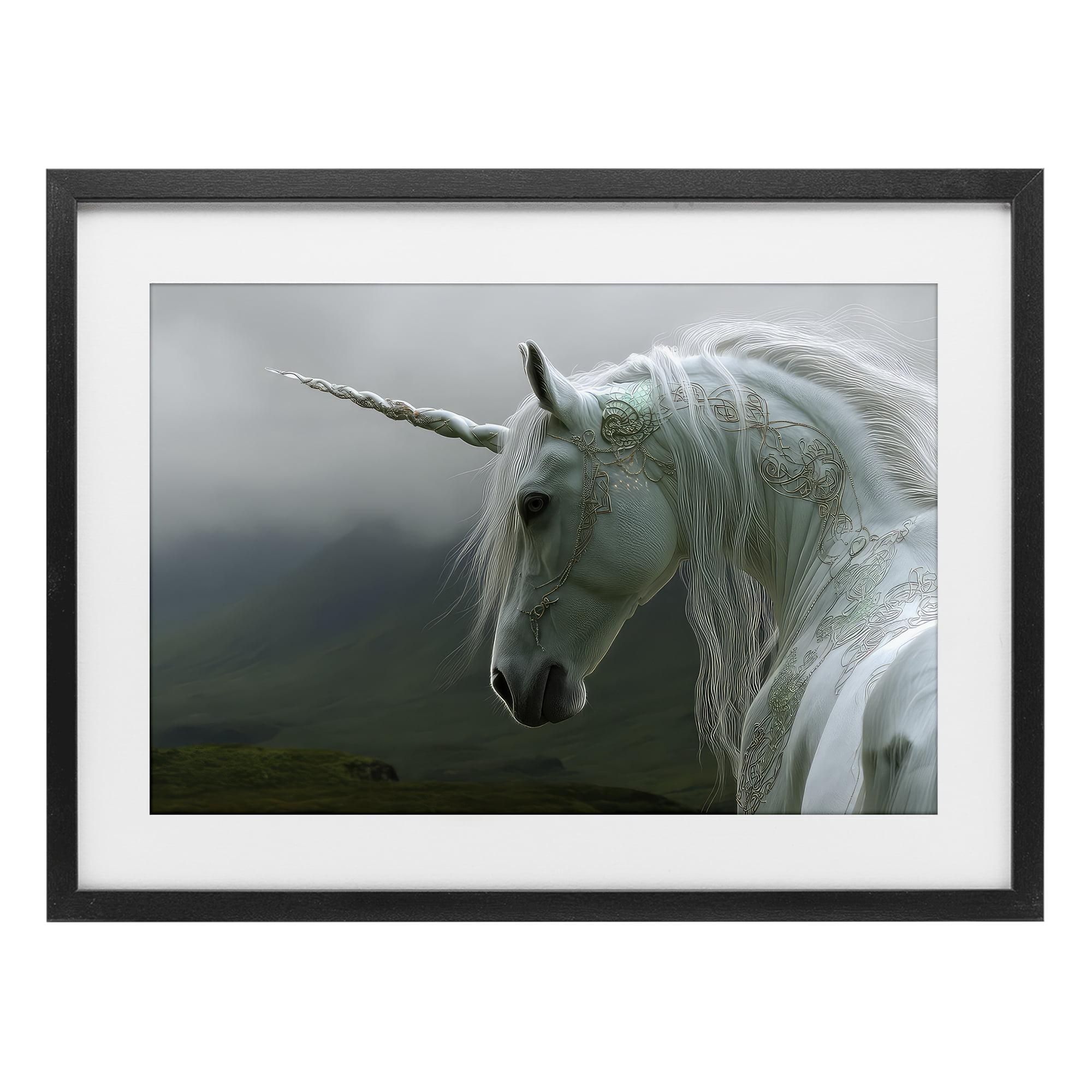 Stupell Industries Dreamy Celtic Unicorn Black Framed Print Under Glass, design by The Wands Want