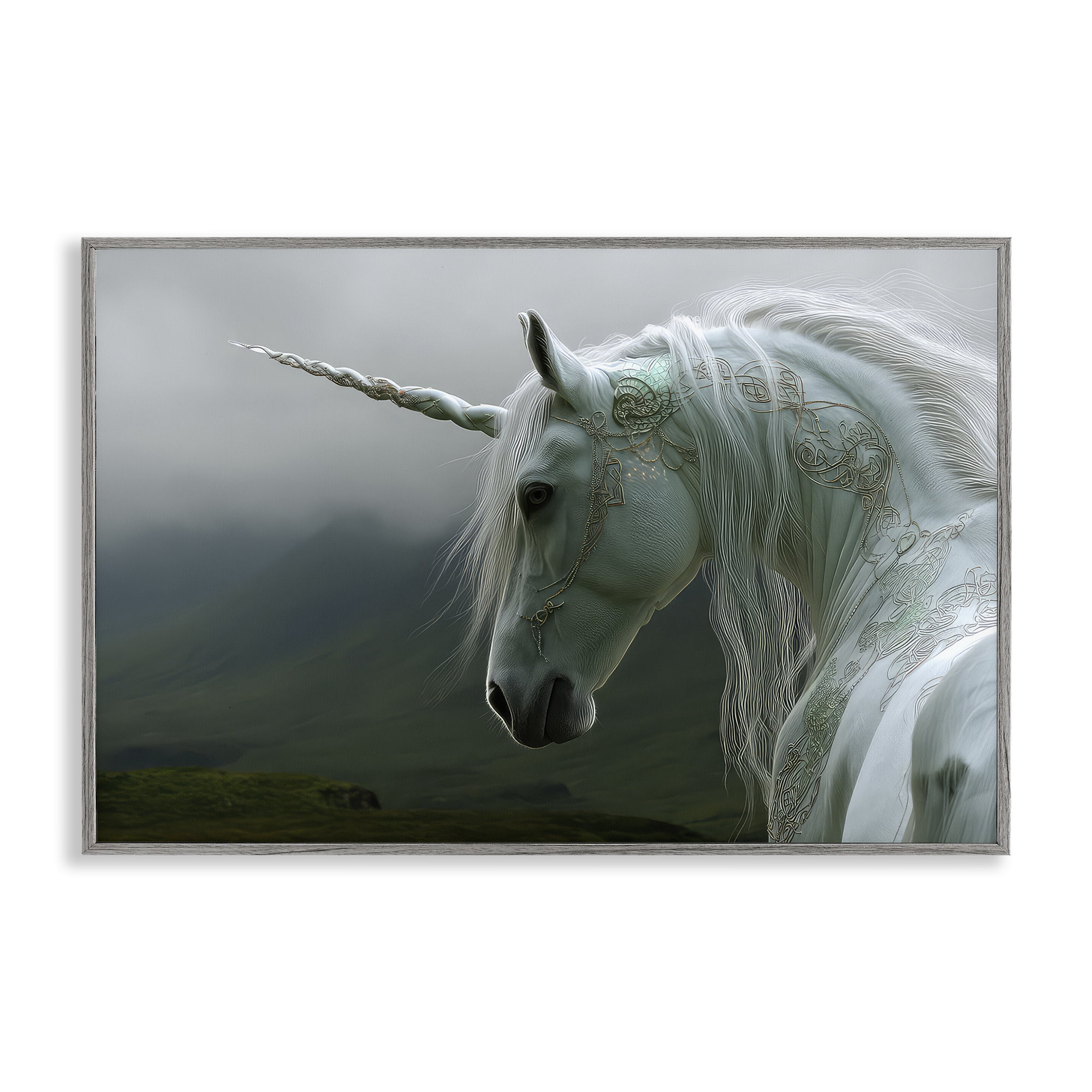Stupell Industries Dreamy Celtic Unicorn Gray Framed Giclee Art, design by The Wands Want