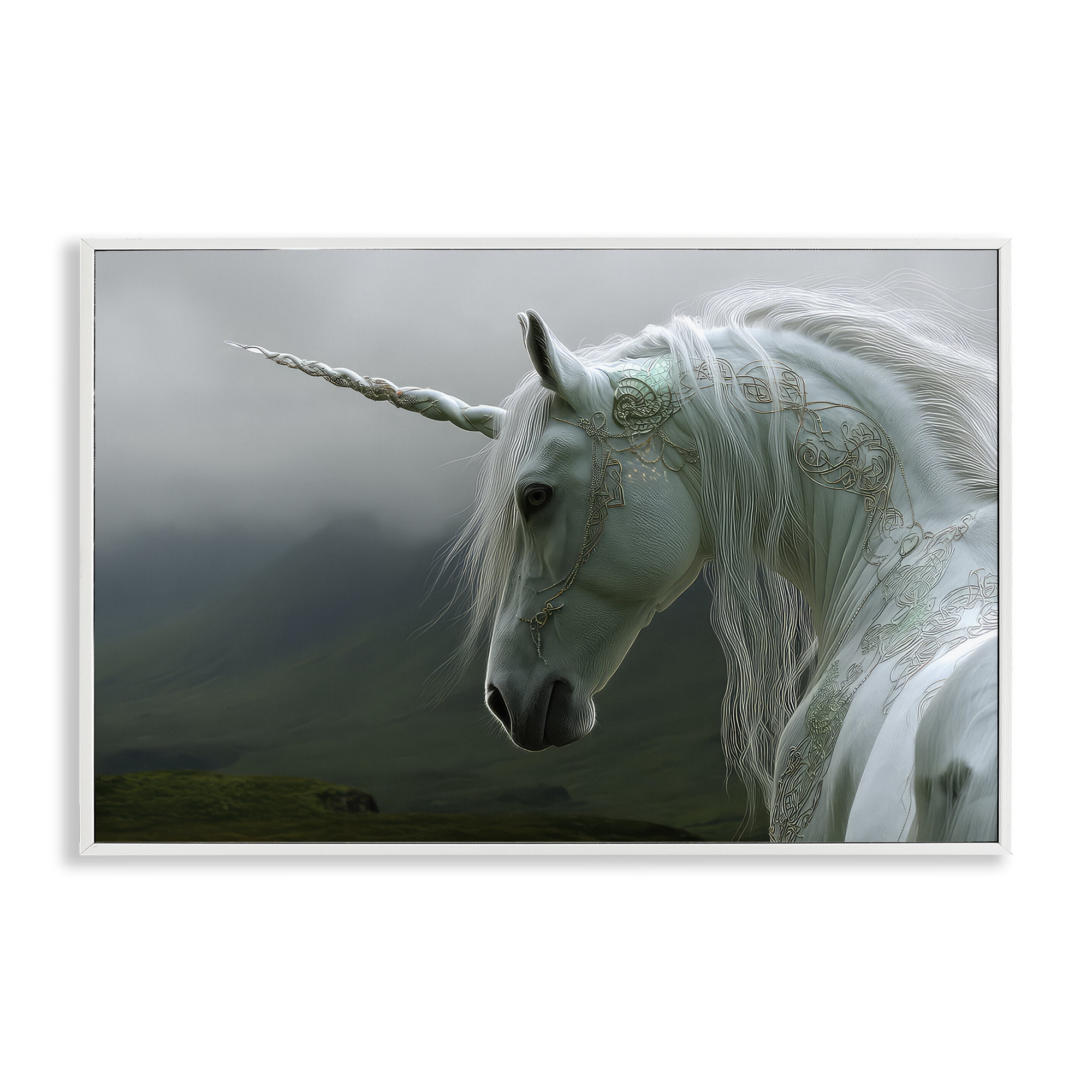 Stupell Industries Dreamy Celtic Unicorn White Framed Giclee Art, design by The Wands Want