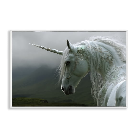 Stupell Industries Dreamy Celtic Unicorn White Framed Giclee Art, design by The Wands Want