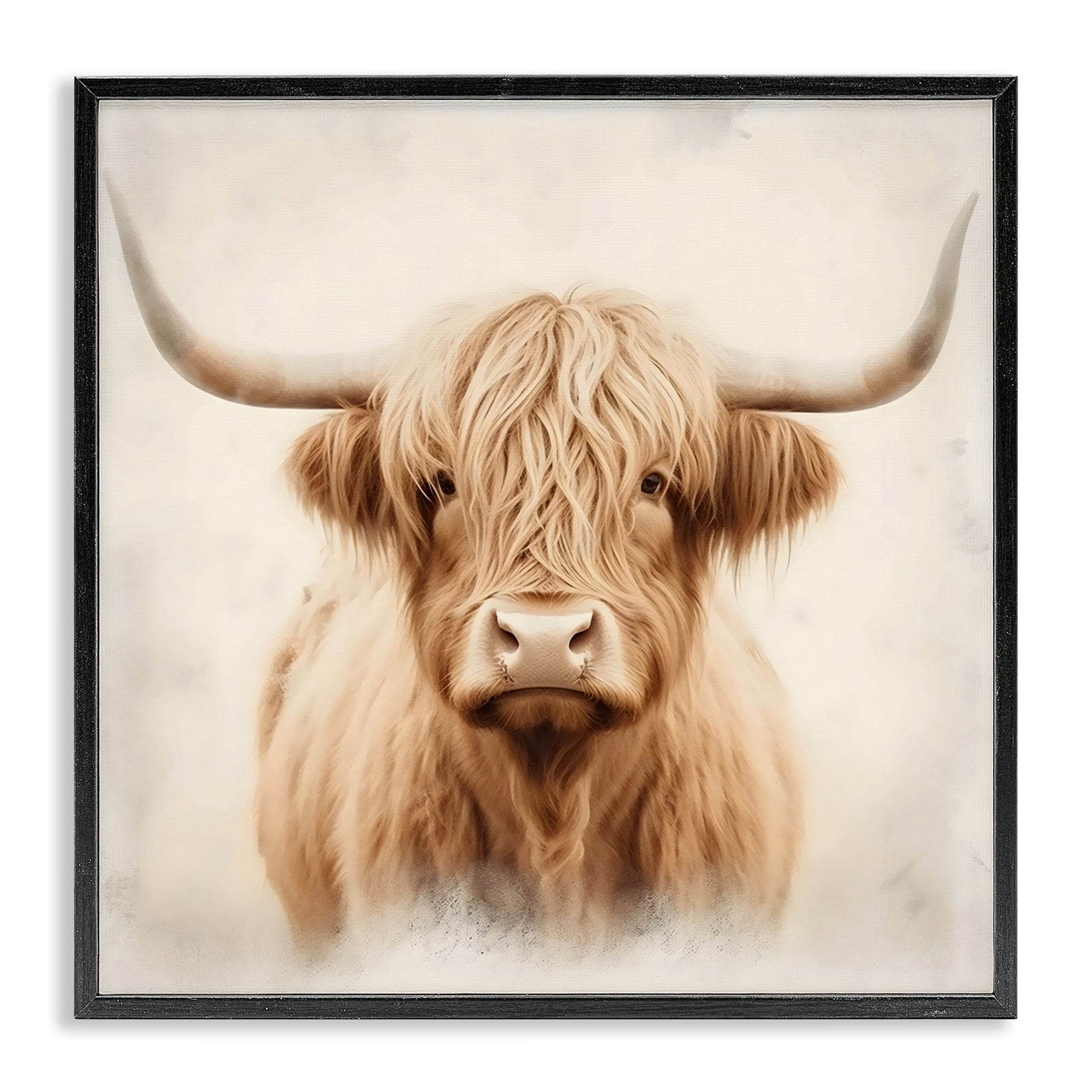 Stupell Industries Dreamy Fluffy Highland Portrait Black Framed Giclee Art, design by Creative Studio