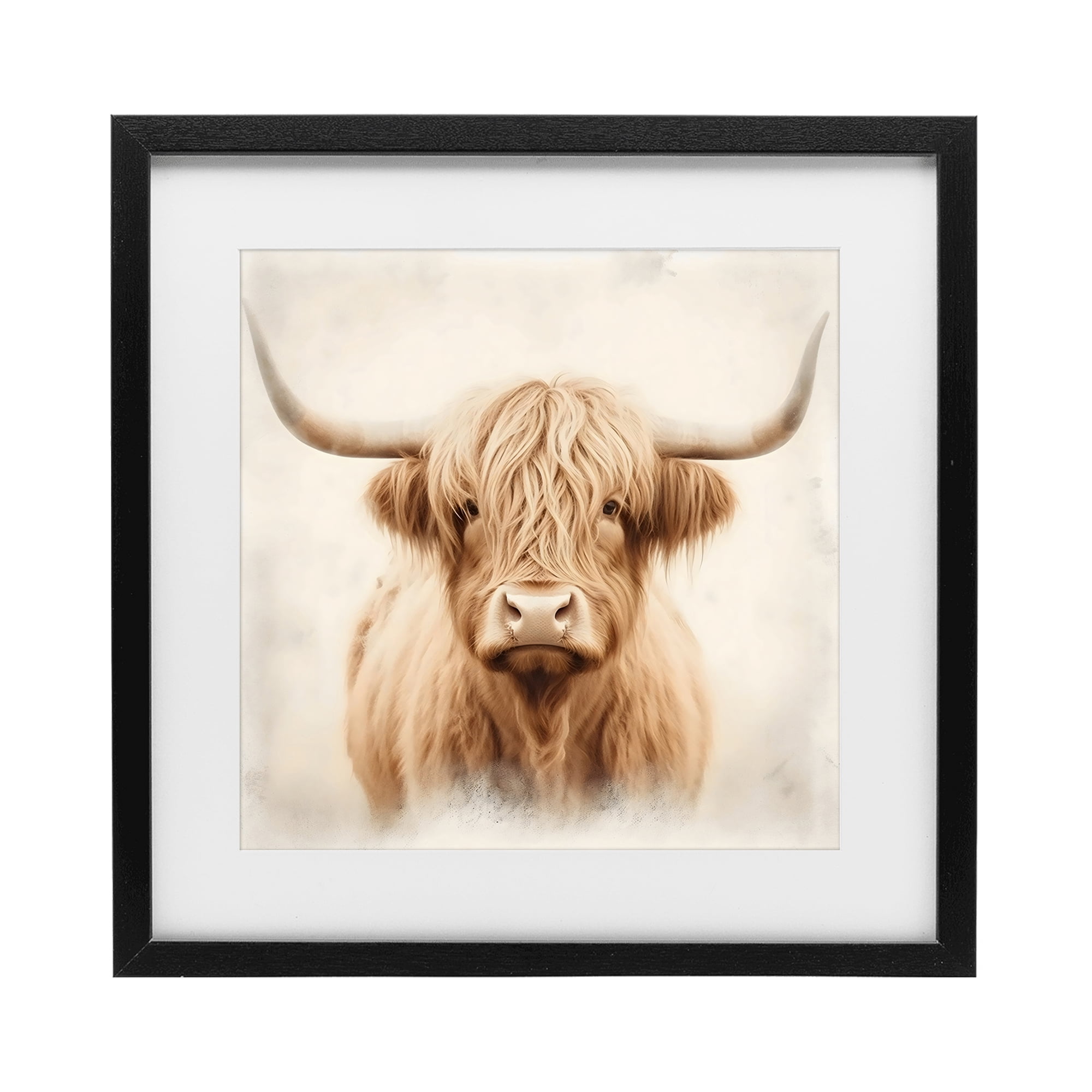 Stupell Industries Dreamy Fluffy Highland Portrait Black Framed Print Under Glass, design by Creative Studio