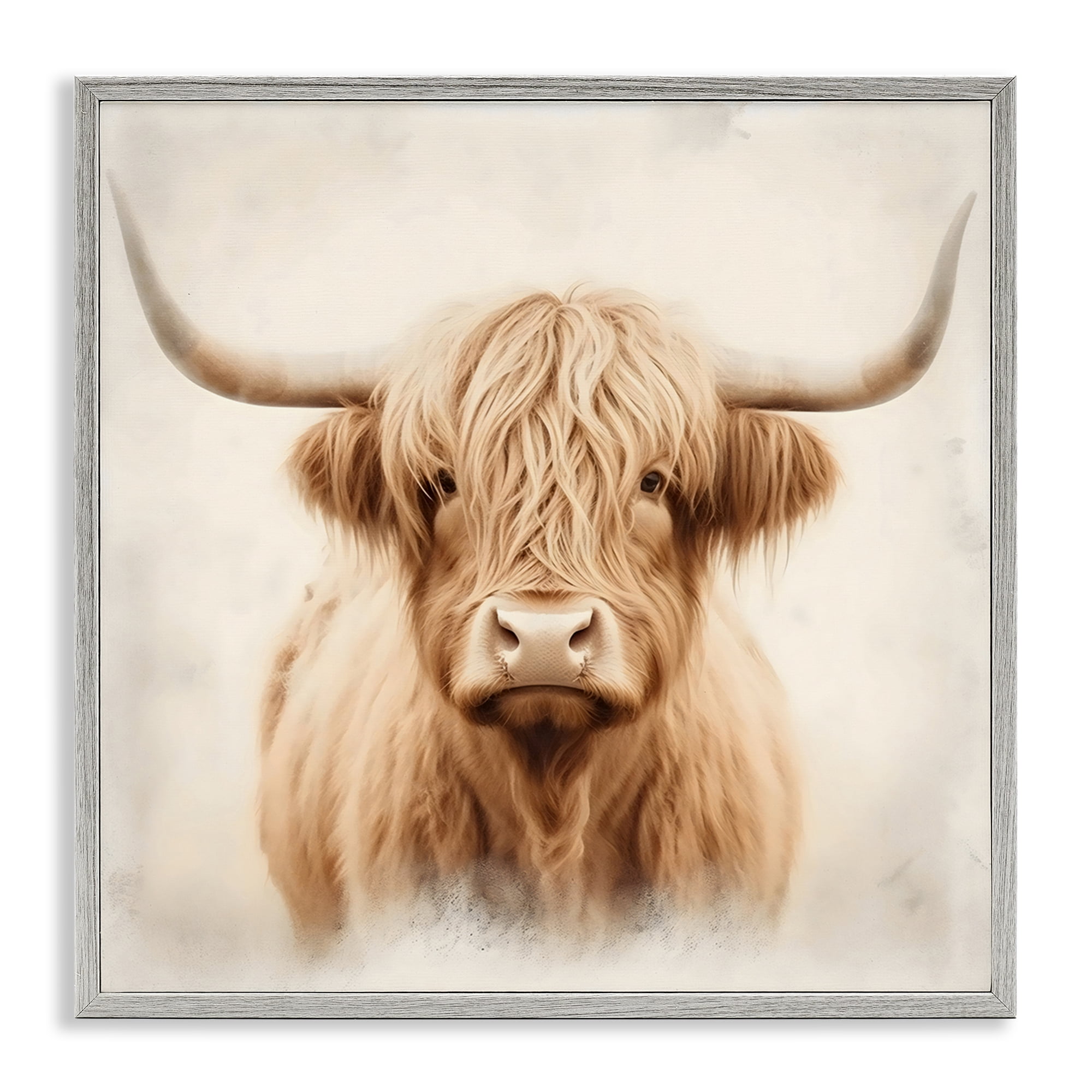 Stupell Industries Dreamy Fluffy Highland Portrait Gray Framed Giclee Art, design by Creative Studio