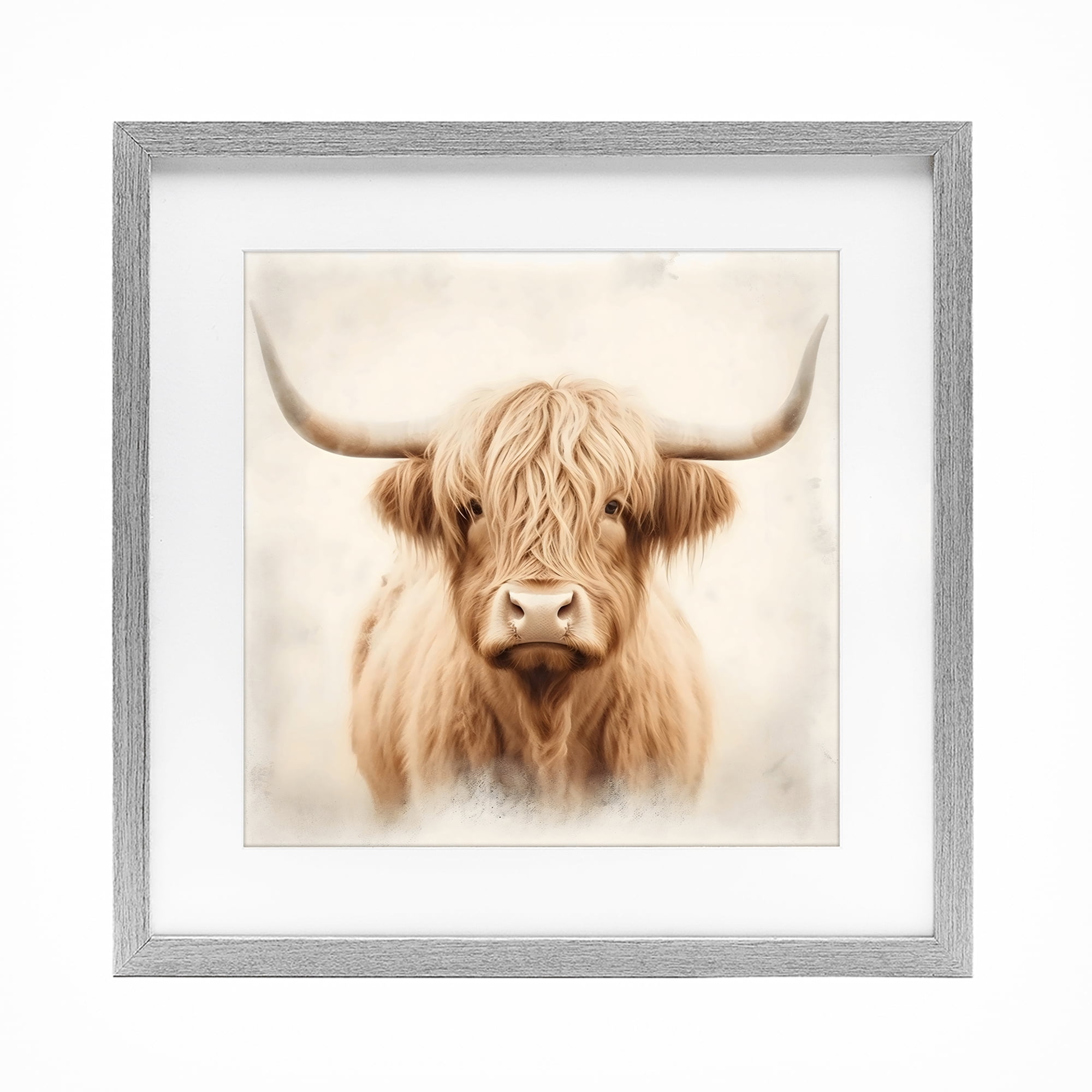 Stupell Industries Dreamy Fluffy Highland Portrait Gray Framed Print Under Glass, design by Creative Studio