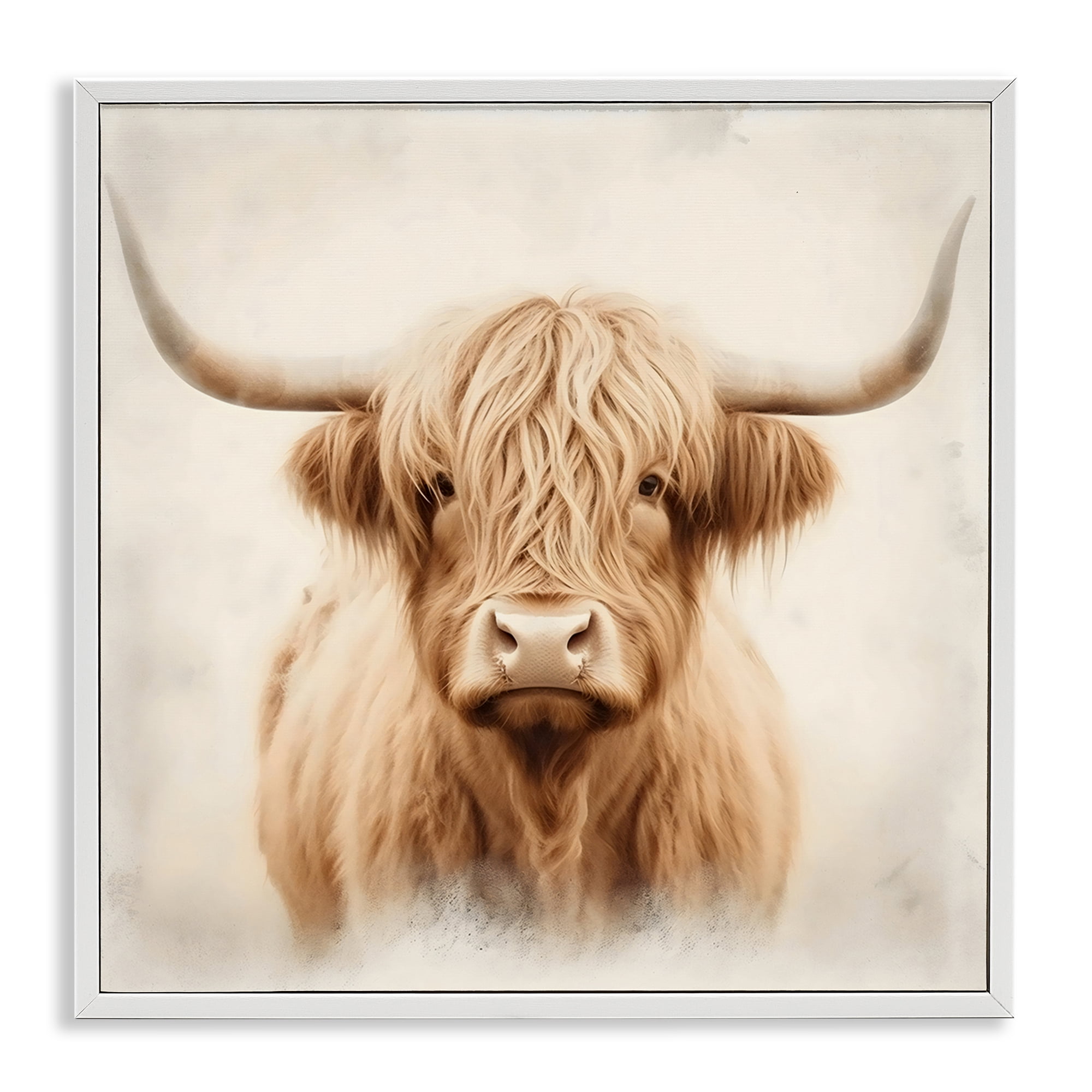 Stupell Industries Dreamy Fluffy Highland Portrait White Framed Giclee Art, design by Creative Studio