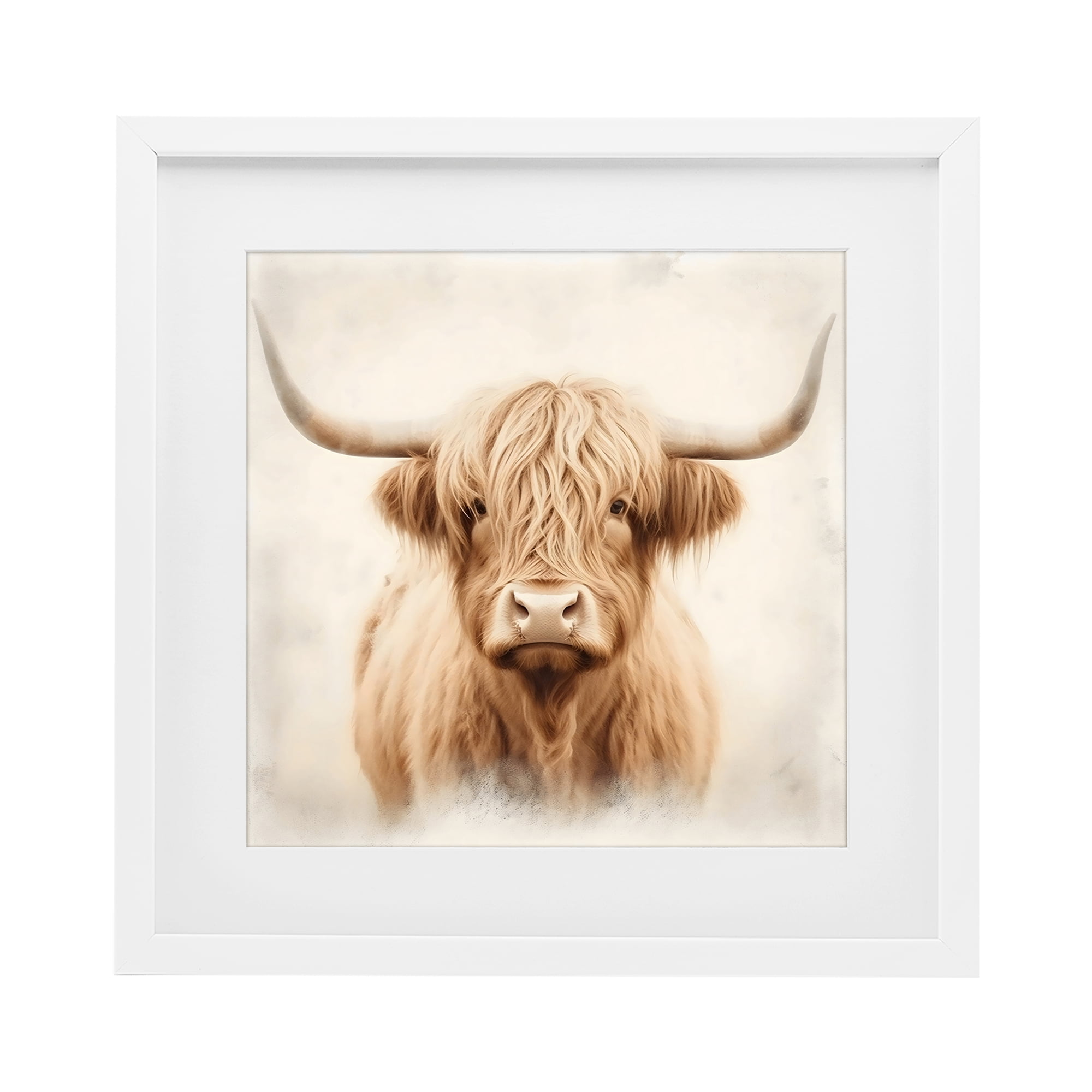 Stupell Industries Dreamy Fluffy Highland Portrait White Framed Print Under Glass, design by Creative Studio