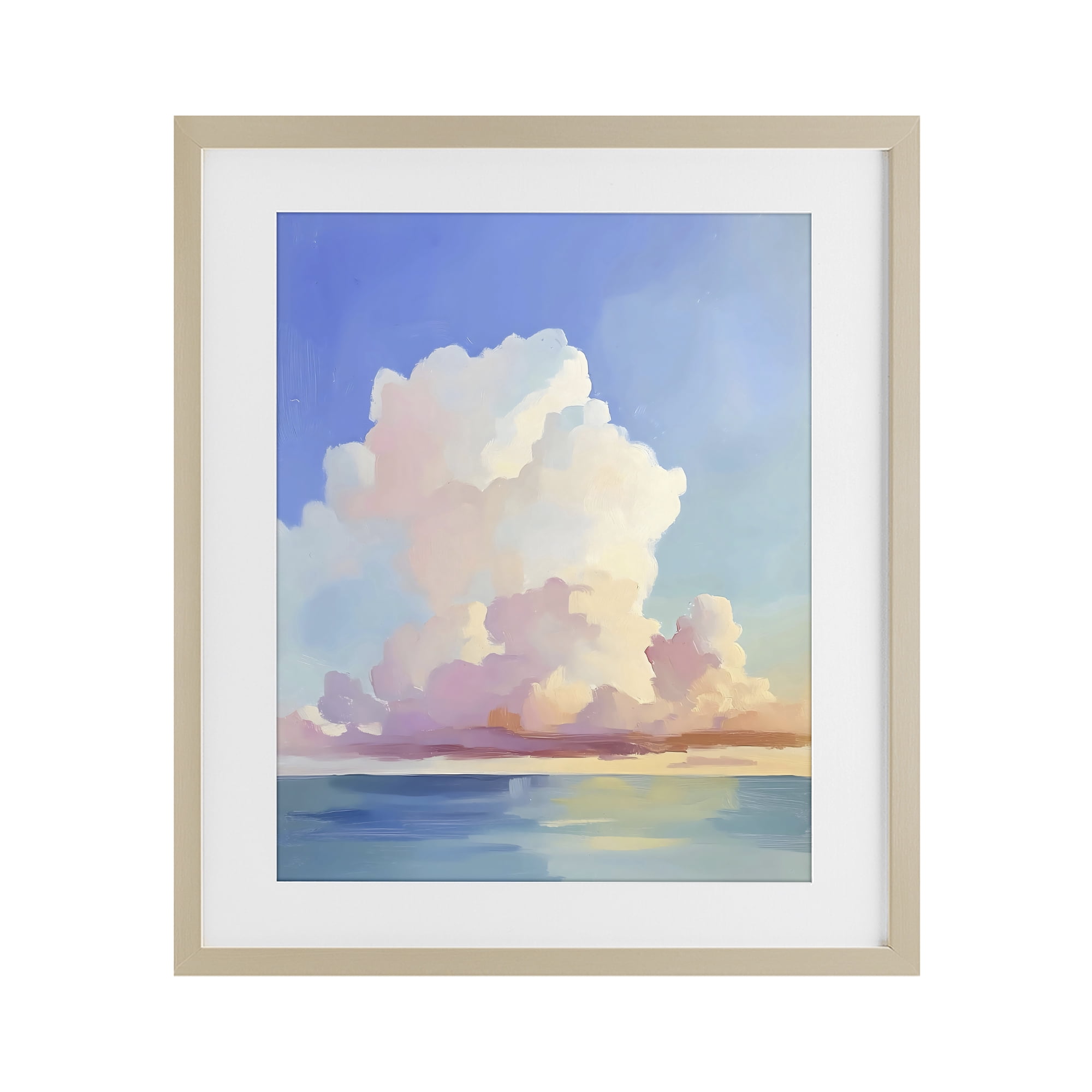 Stupell Industries Dreamy Pastel Clouds over Sea Birch Framed Print Under Glass, design by The Prints Vibe
