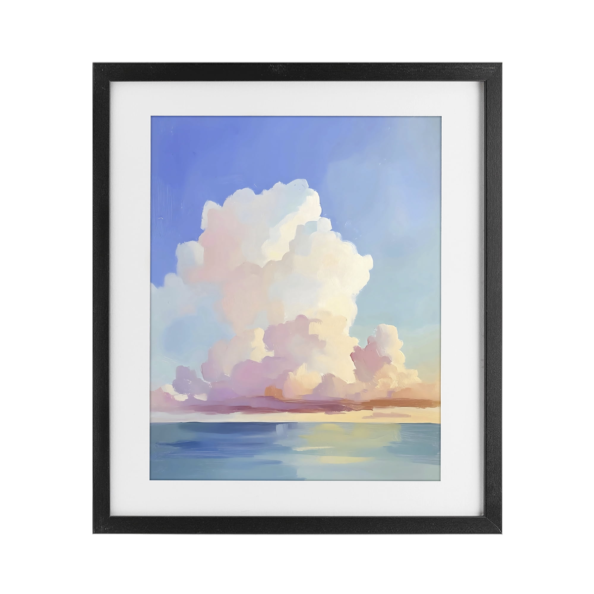 Stupell Industries Dreamy Pastel Clouds over Sea Black Framed Print Under Glass, design by The Prints Vibe