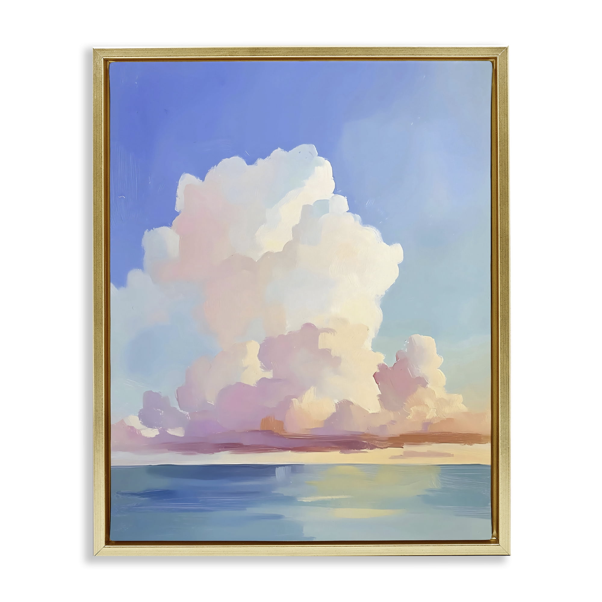 Stupell Industries Dreamy Pastel Clouds over Sea Gold Framed Floater Canvas Wall Art, design by The Prints Vibe