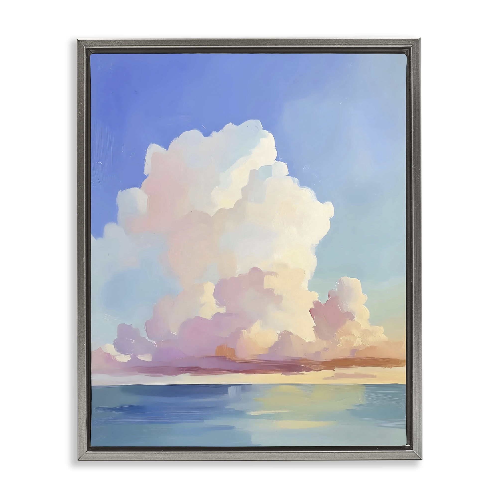 Stupell Industries Dreamy Pastel Clouds over Sea Gray Framed Floater Canvas Wall Art, design by The Prints Vibe