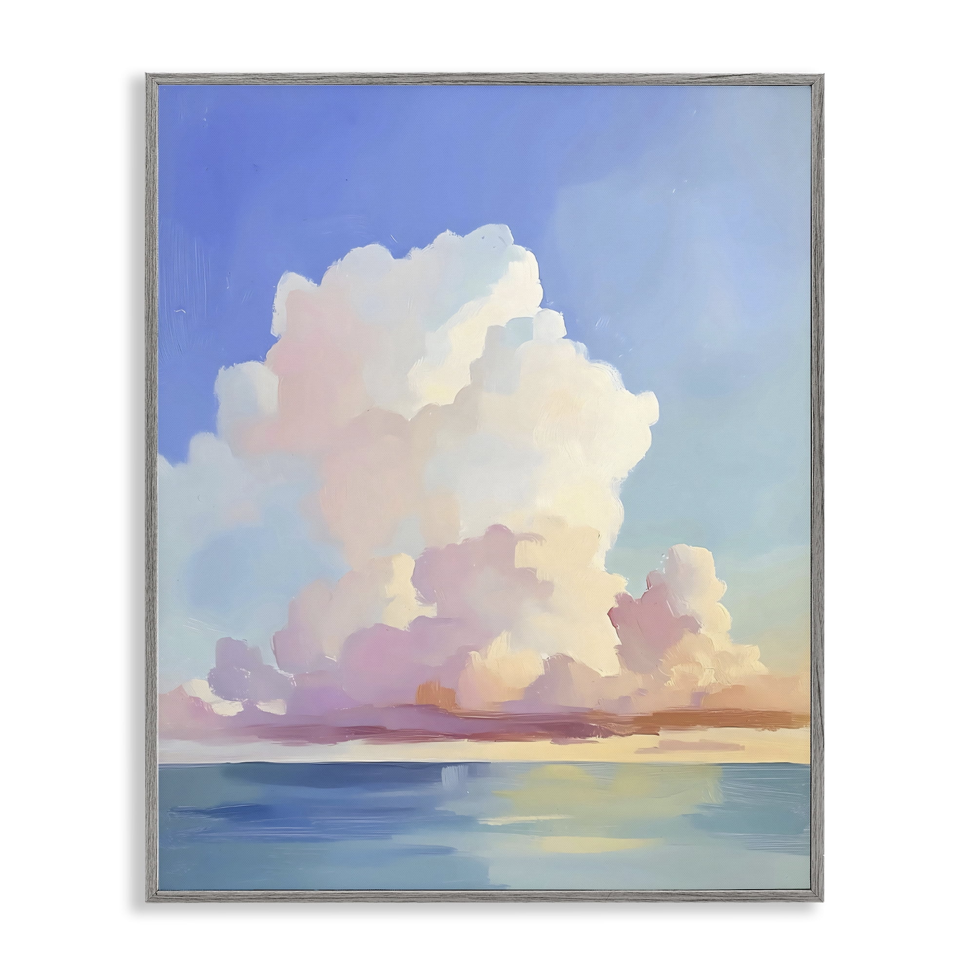 Stupell Industries Dreamy Pastel Clouds over Sea Gray Framed Giclee Art, design by The Prints Vibe