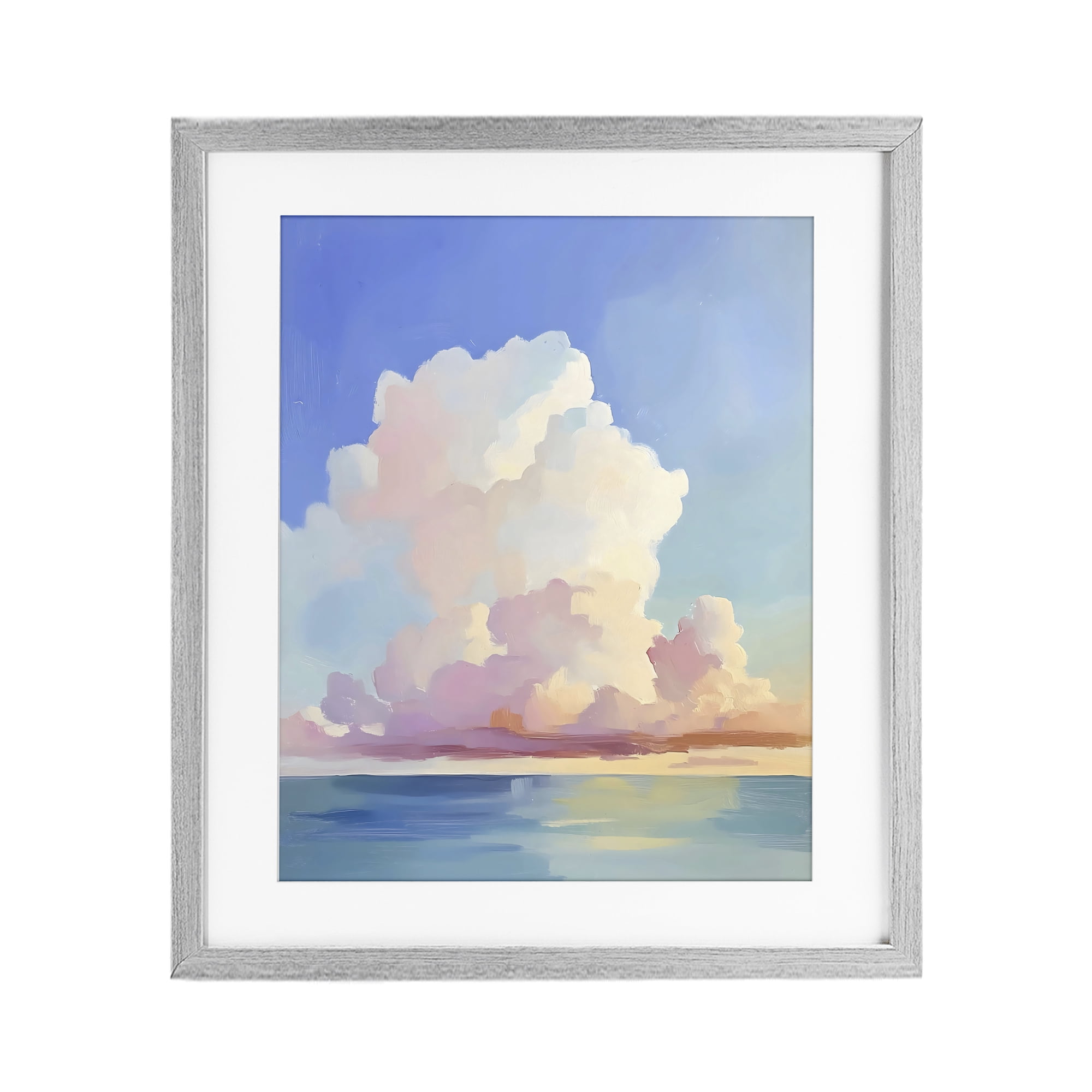 Stupell Industries Dreamy Pastel Clouds over Sea Gray Framed Print Under Glass, design by The Prints Vibe