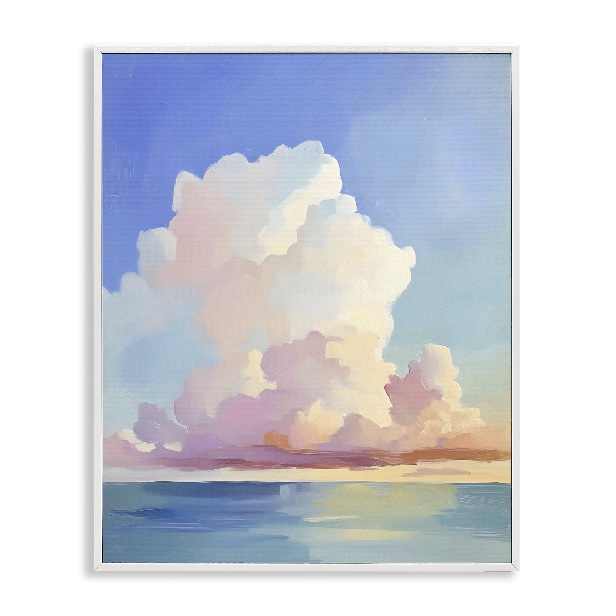 Stupell Industries Dreamy Pastel Clouds over Sea White Framed Giclee Art, design by The Prints Vibe