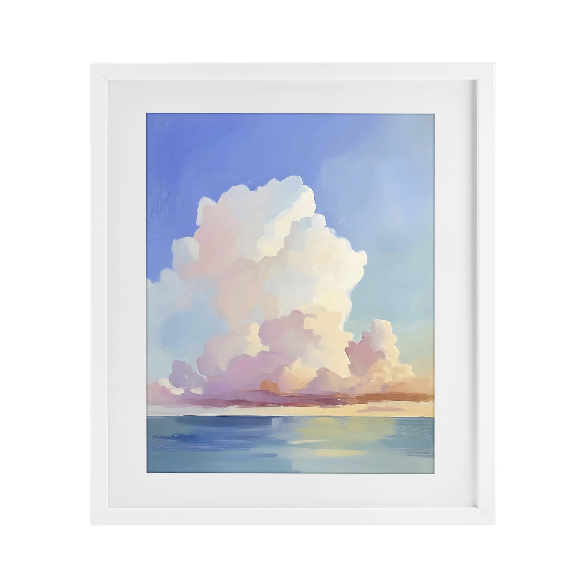 Stupell Industries Dreamy Pastel Clouds over Sea White Framed Print Under Glass, design by The Prints Vibe