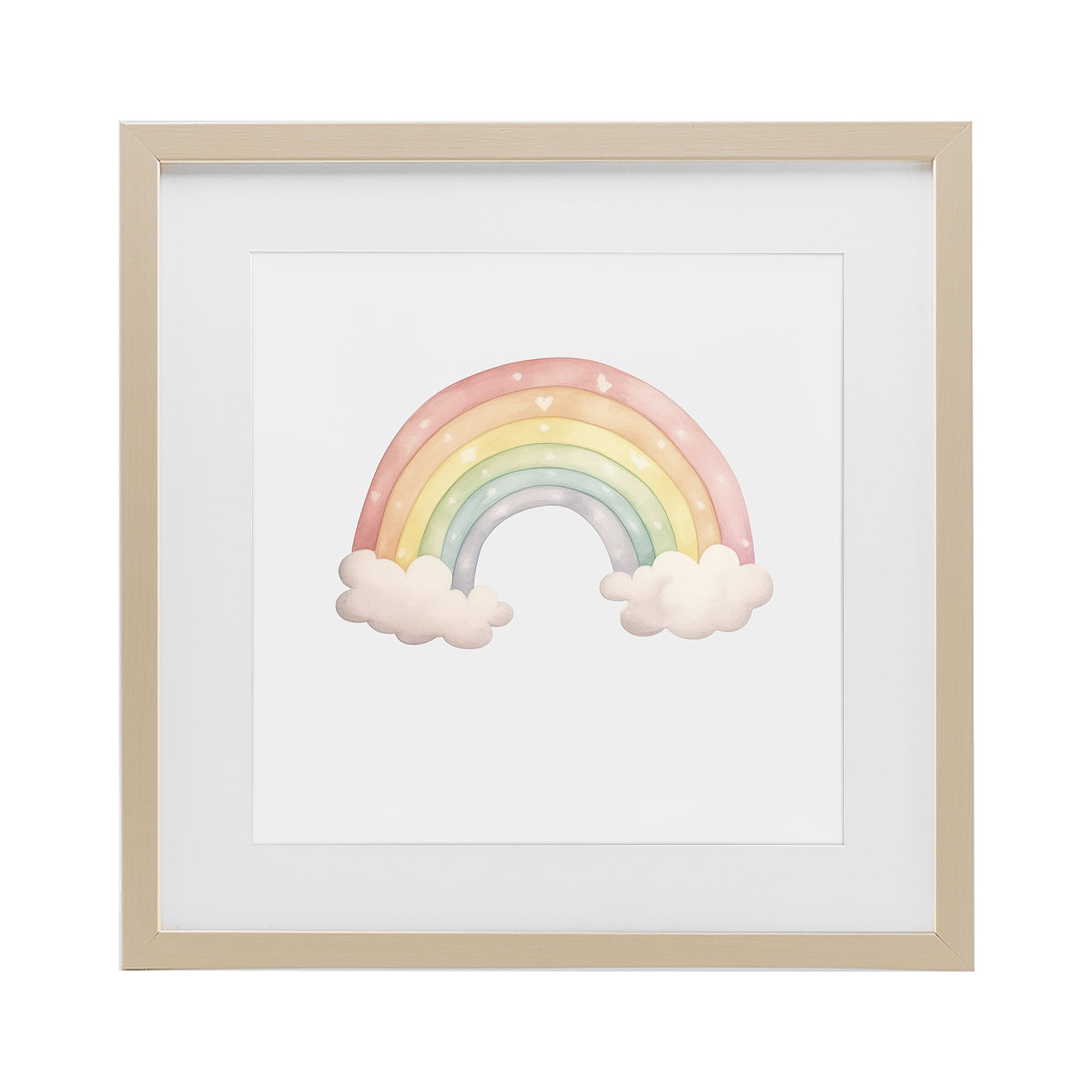 Stupell Industries Dreamy Pastel Rainbow with Clouds Birch Framed Print Under Glass, design by Karen Smith