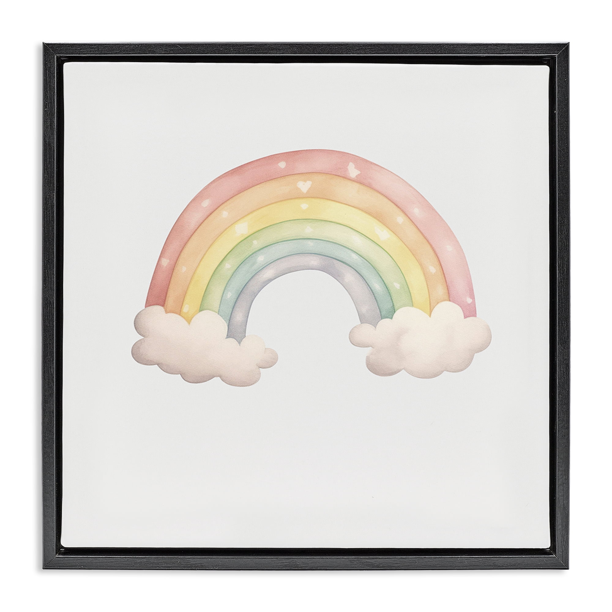 Stupell Industries Dreamy Pastel Rainbow with Clouds Black Framed Floater Canvas Wall Art, design by Karen Smith