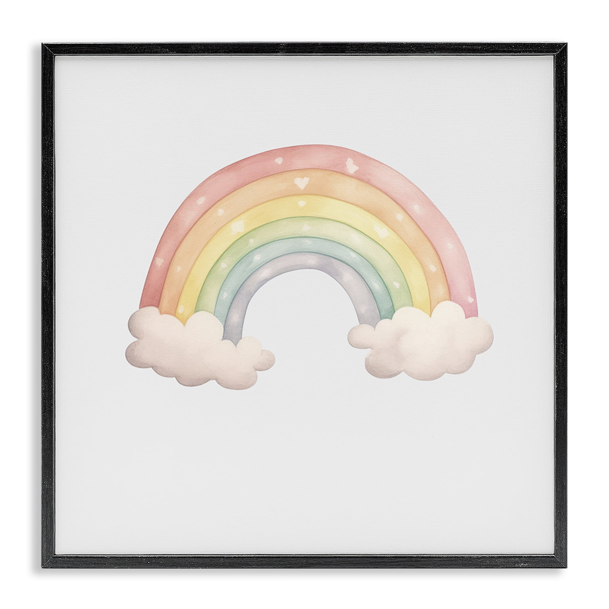 Stupell Industries Dreamy Pastel Rainbow with Clouds Black Framed Giclee Art, design by Karen Smith