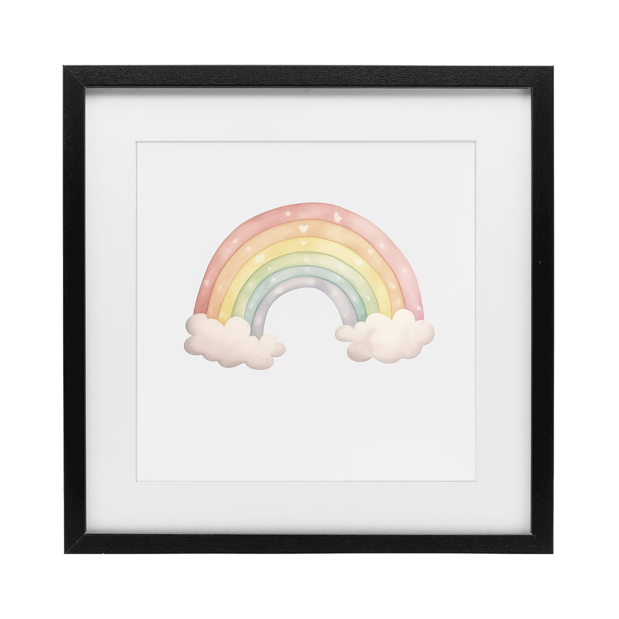 Stupell Industries Dreamy Pastel Rainbow with Clouds Black Framed Print Under Glass, design by Karen Smith