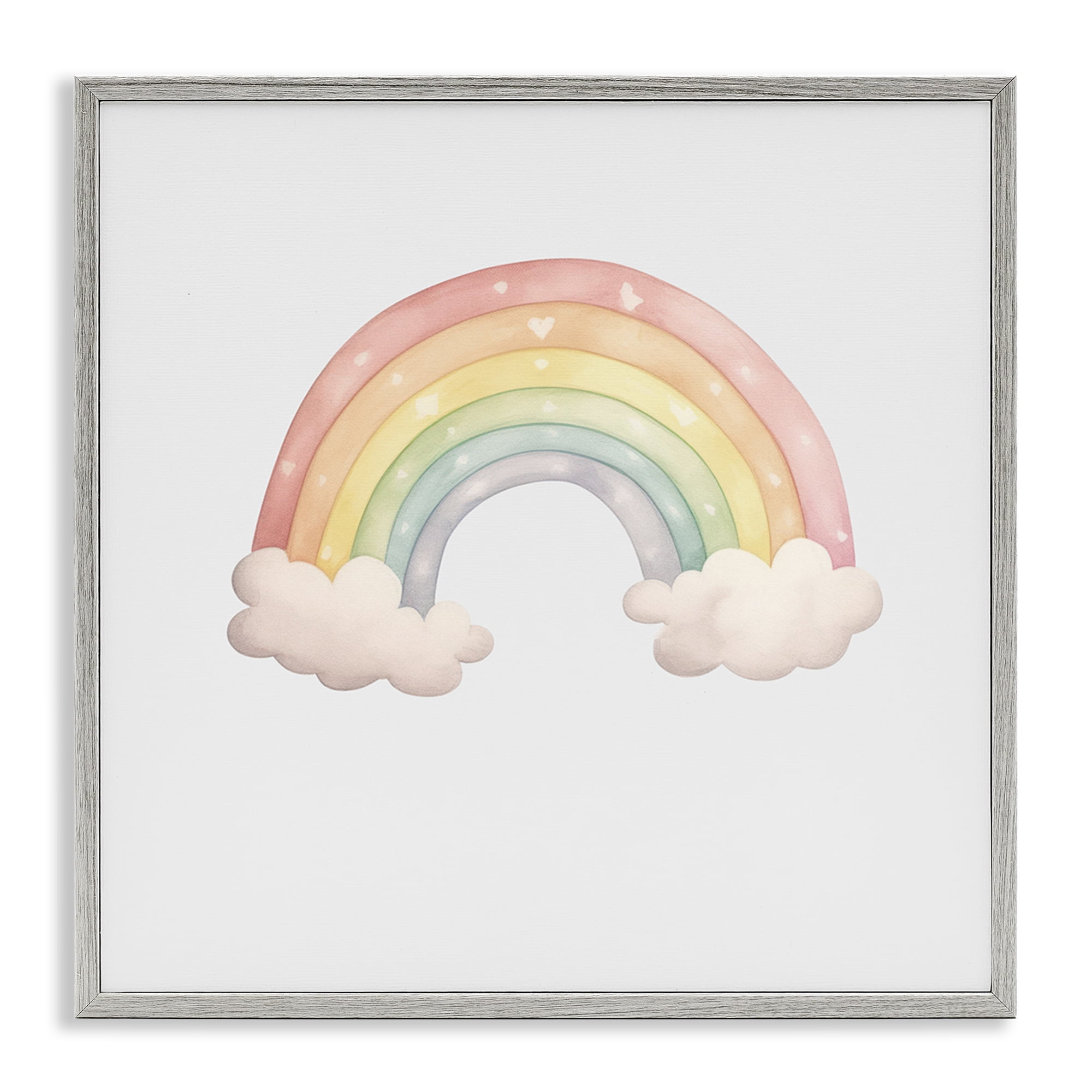 Stupell Industries Dreamy Pastel Rainbow with Clouds Gray Framed Giclee Art, design by Karen Smith