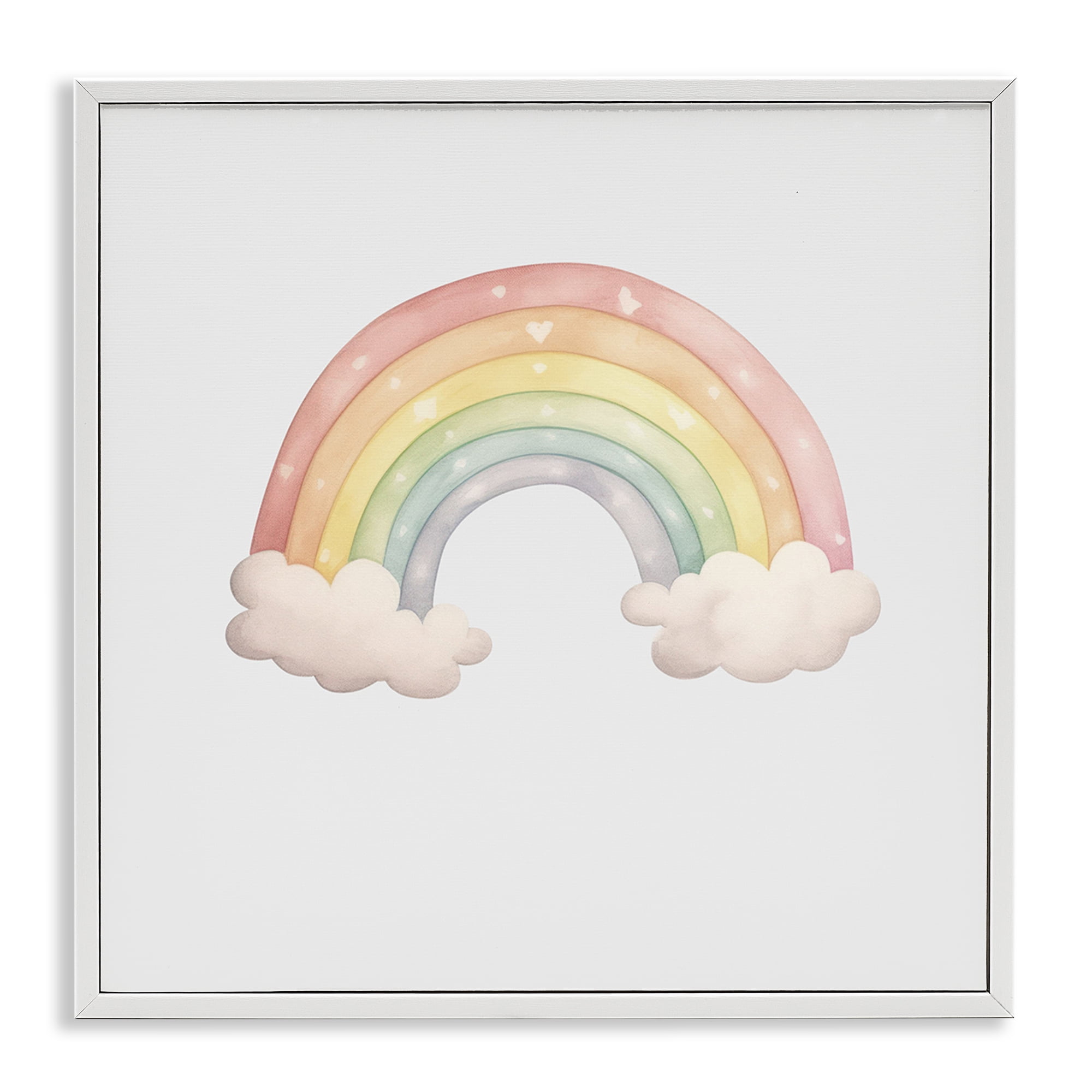 Stupell Industries Dreamy Pastel Rainbow with Clouds White Framed Giclee Art, design by Karen Smith