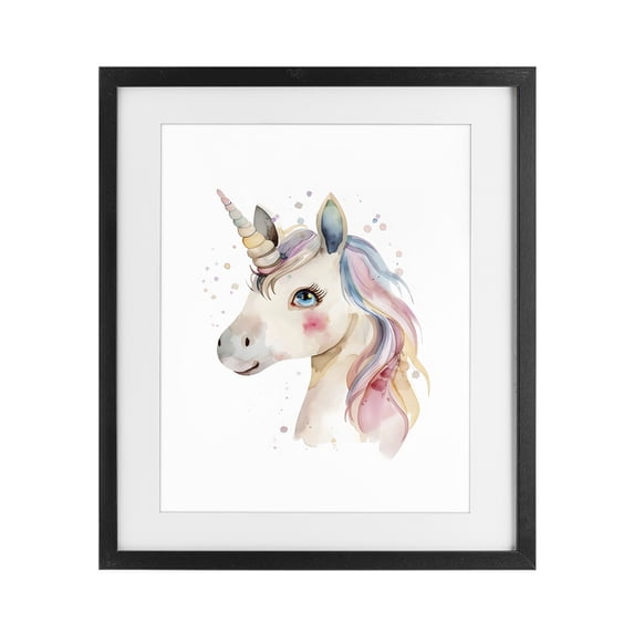 Stupell Industries Cottage Dreamy Pastel Unicorn Black Framed Print Under Glass, 13 x 16, by LSR Design Studio