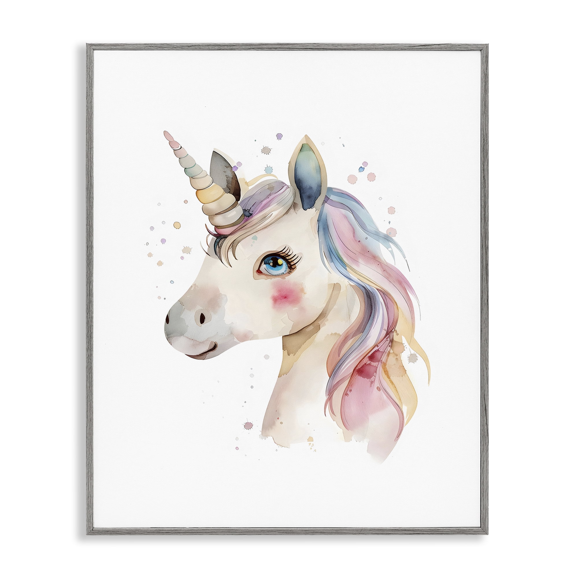 Stupell Industries Dreamy Pastel Unicorn Gray Framed Giclee Art, design by LSR Design Studio