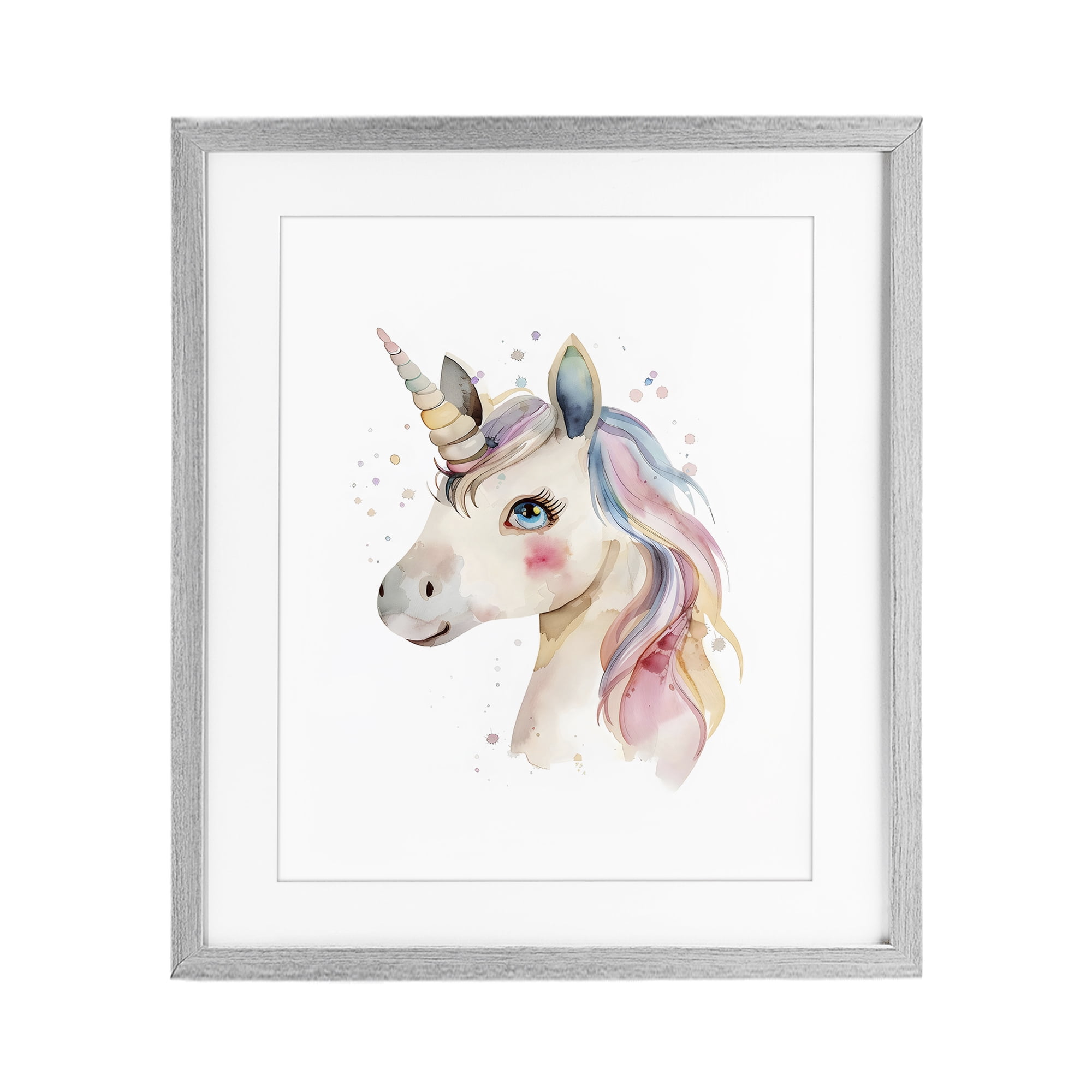 Stupell Industries Dreamy Pastel Unicorn Gray Framed Print Under Glass, design by LSR Design Studio