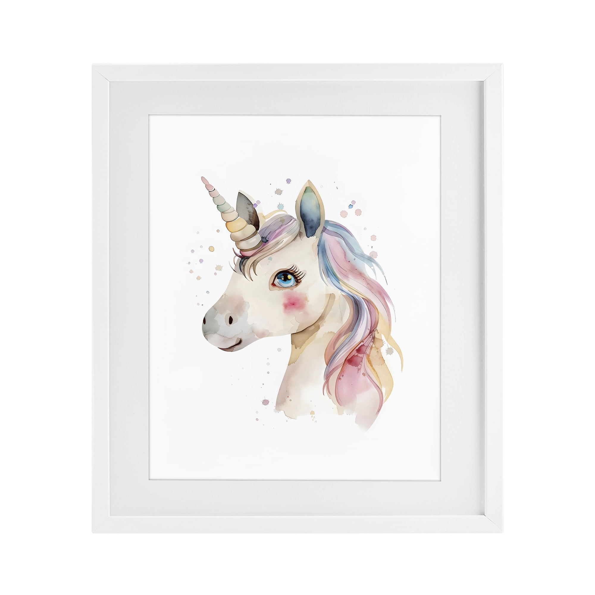 Stupell Industries Dreamy Pastel Unicorn White Framed Print Under Glass, design by LSR Design Studio