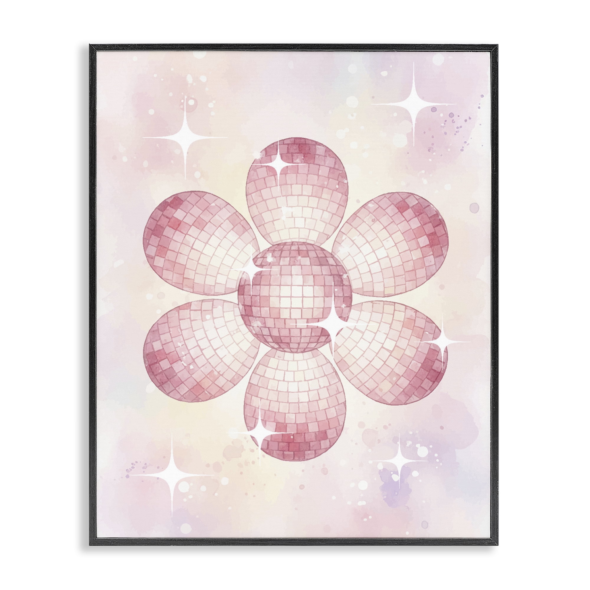 Stupell Industries Dreamy Pink Disco Ball Flower Black Framed Giclee Art, design by Lil' Rue