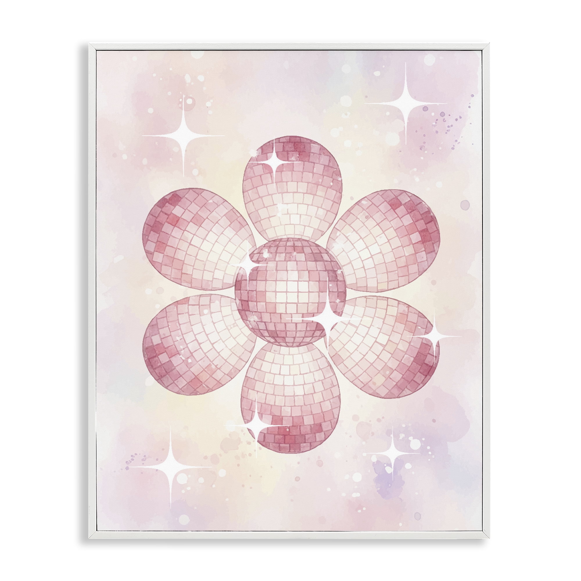 Stupell Industries Dreamy Pink Disco Ball Flower White Framed Giclee Art, design by Lil' Rue